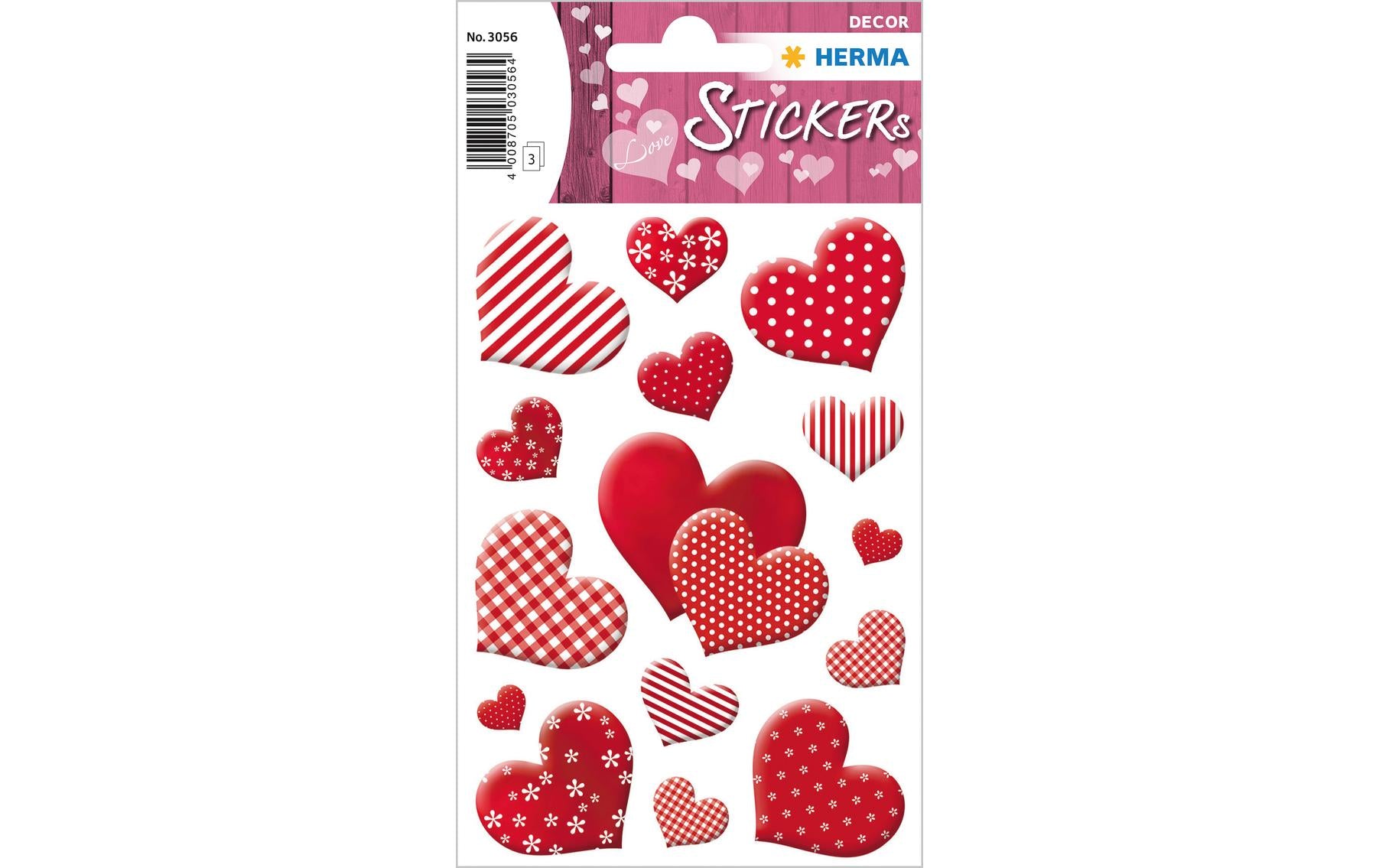 Herma Sticker Herzen Blümchen 3 Blatt, 45 Sticker, selbstklebend