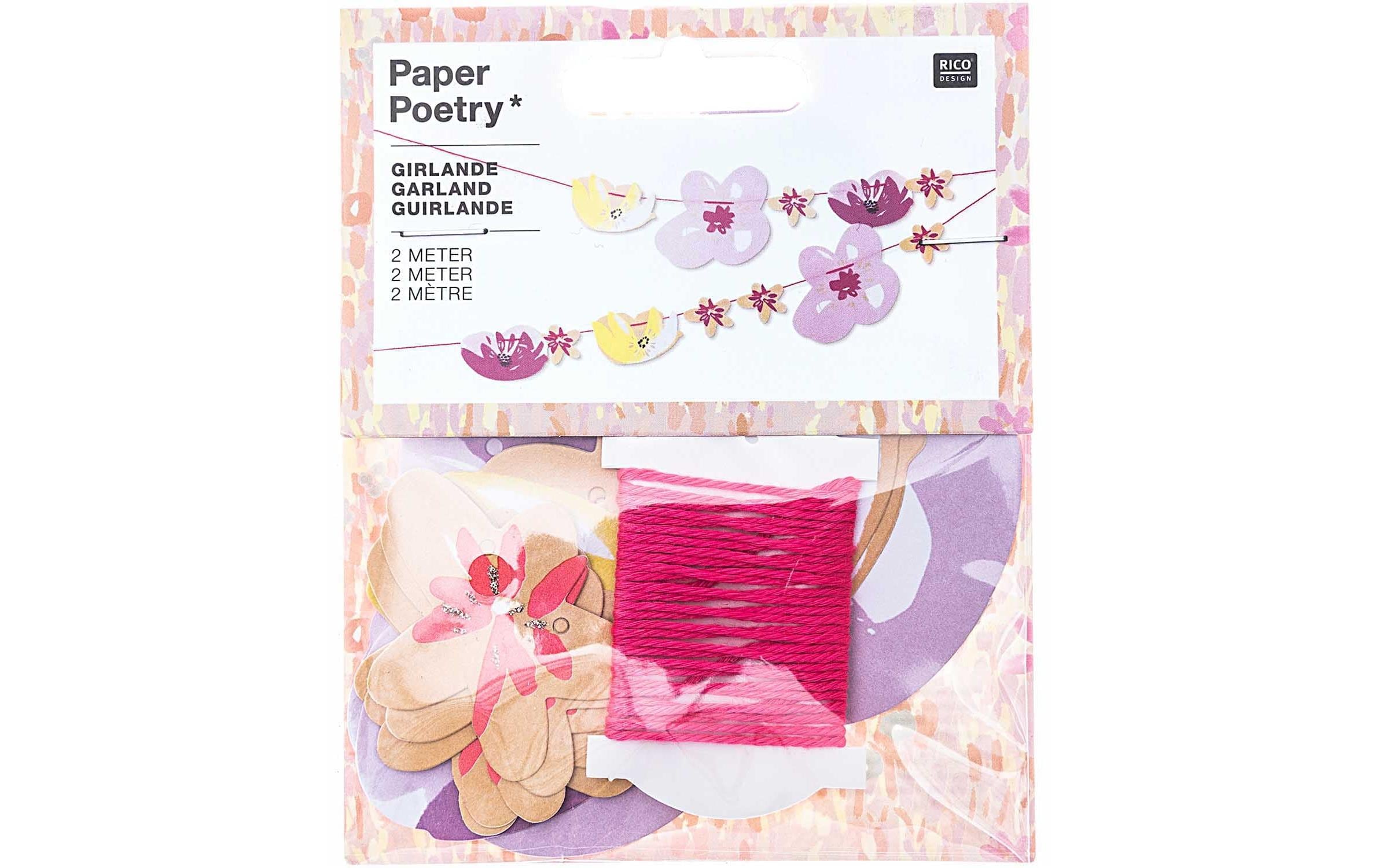 Rico Design Girlande Blumen rosa, 2m