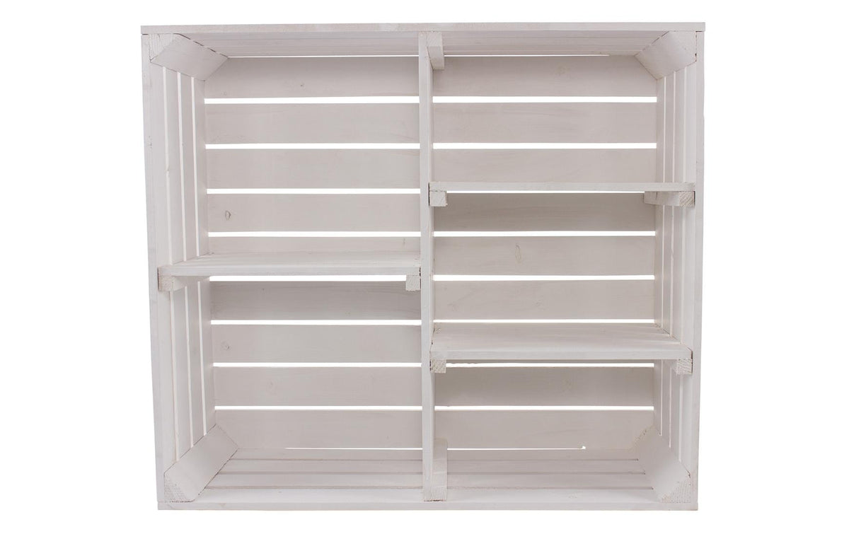 Holz Zollhaus Vintage Holzregal Weiss 3 Trennbretter,77x68x33cm, Kiefer, FSC100%