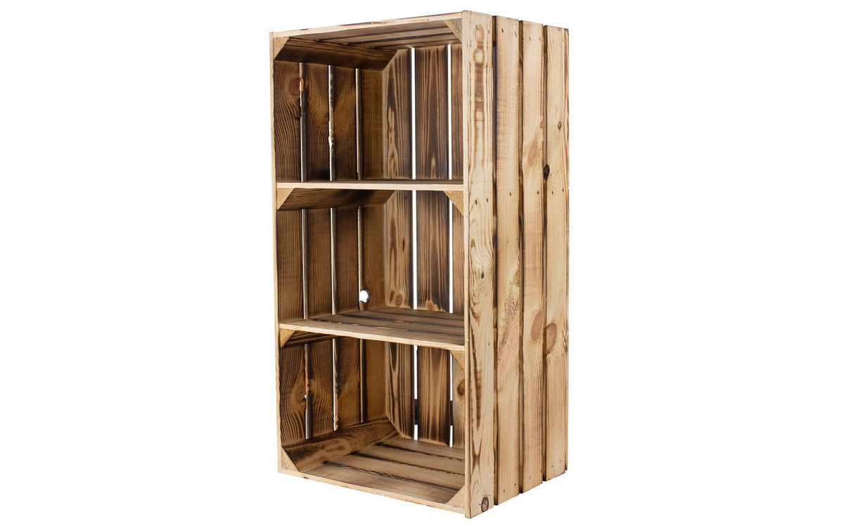 Holz Zollhaus Vintage Regalkiste geflammt 75x40x30cm, Kiefer FSC 100%