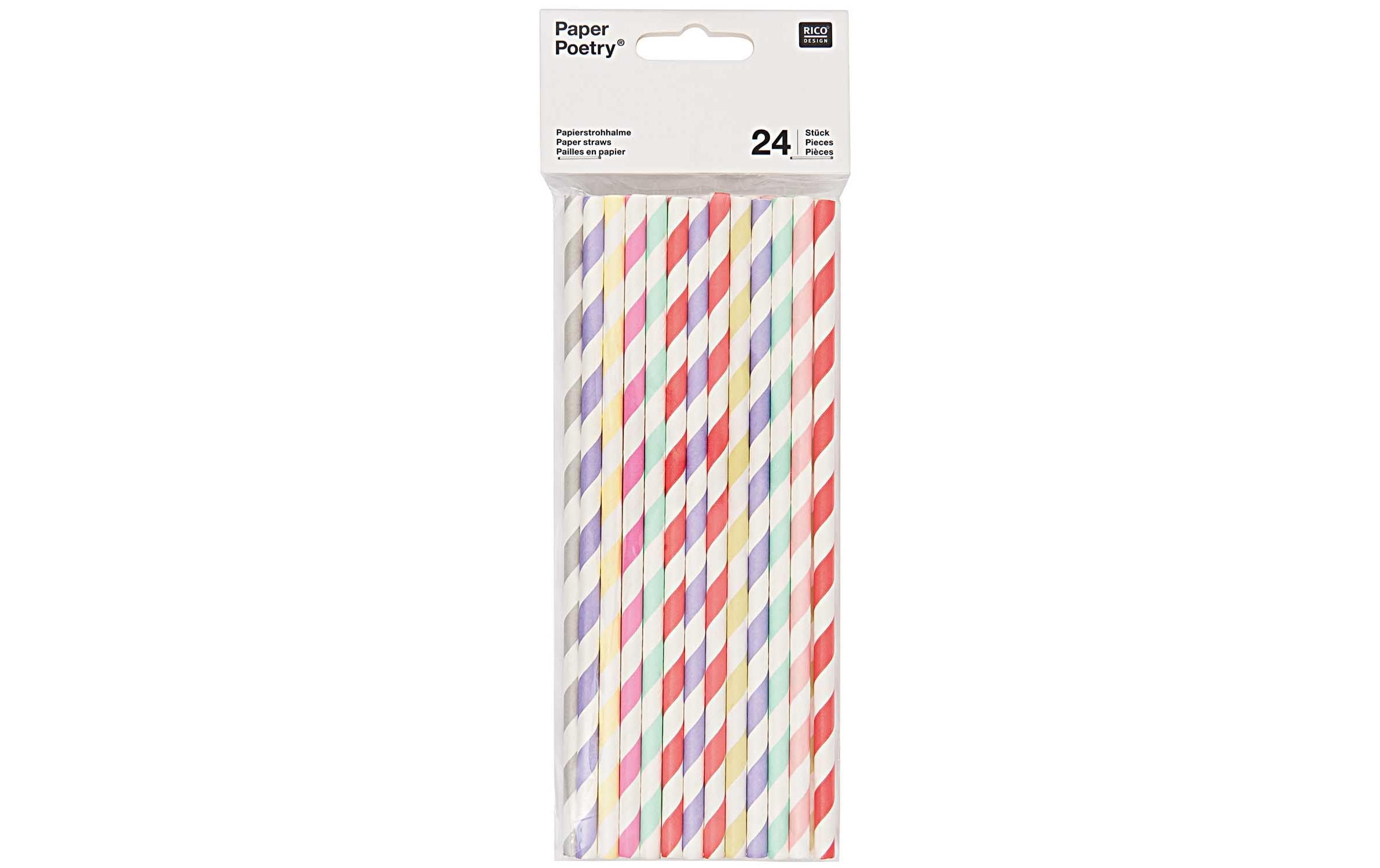 Rico Design Strohhalme  Papier Bunt, 24 Stück