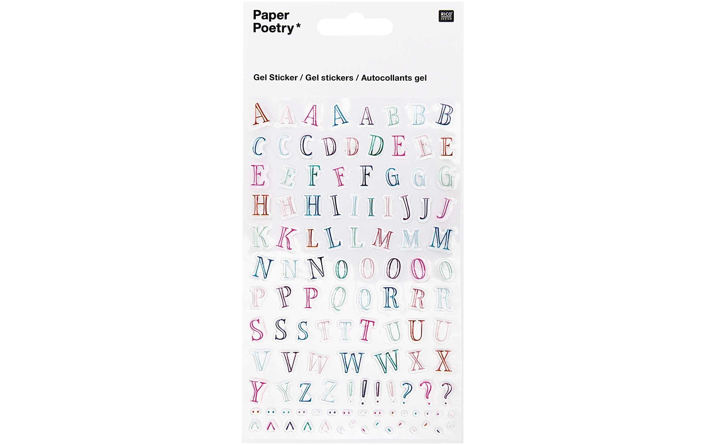 Rico Design Gelsticker Buchstaben 10x19cm, 1 Blatt,