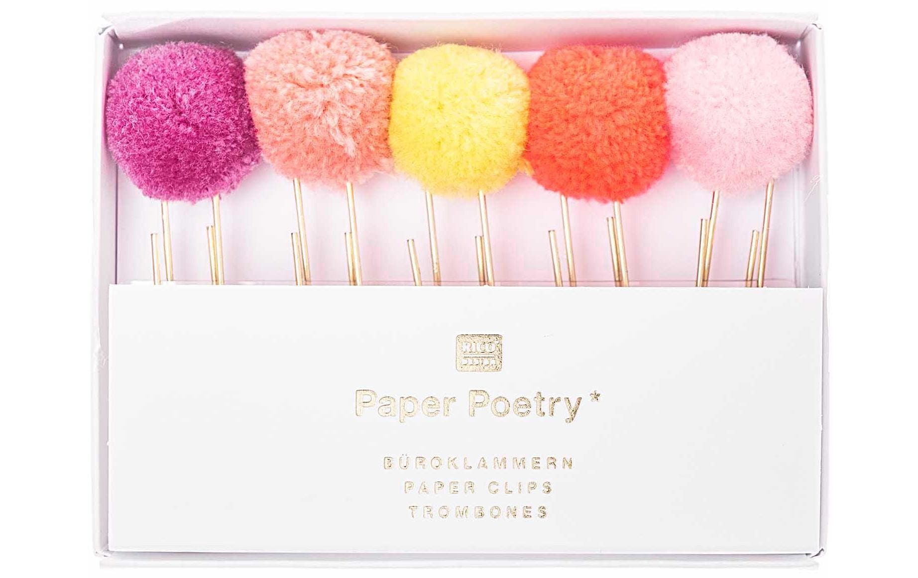 Rico Design Büroklammern Pompon Neonpink 5 Stück