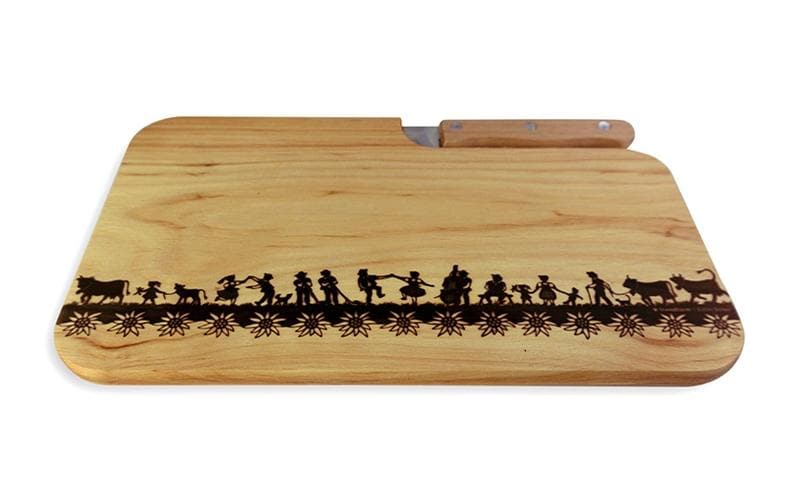 Trendform Schneidebrett Swiss Tradition inkl. Messer, Erlenholz, LxBxH: 26x15x1.2cm