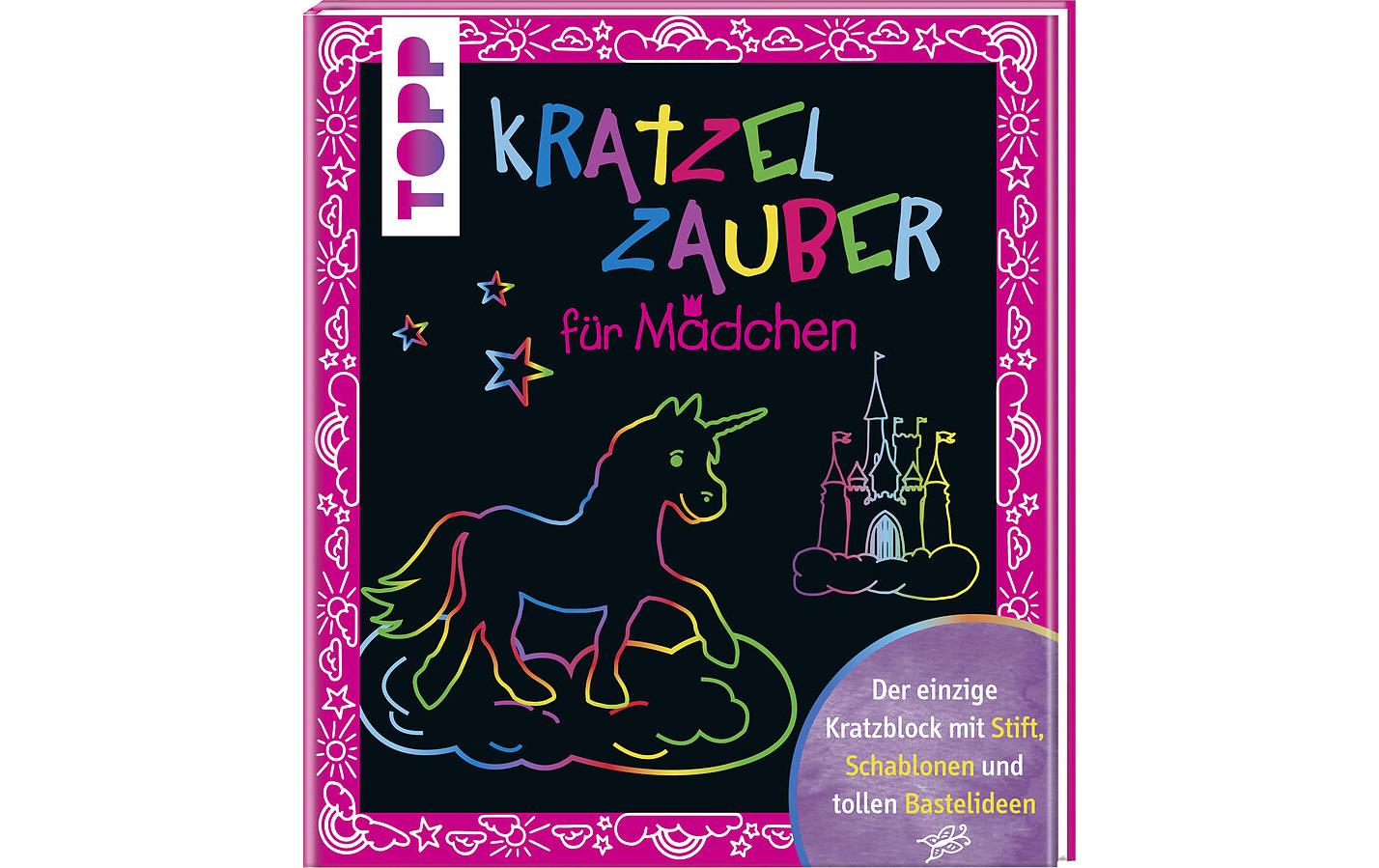 Frech Bastelset Kratzelzauber Mädchen 52 Seiten, mit Schablonen, Stift