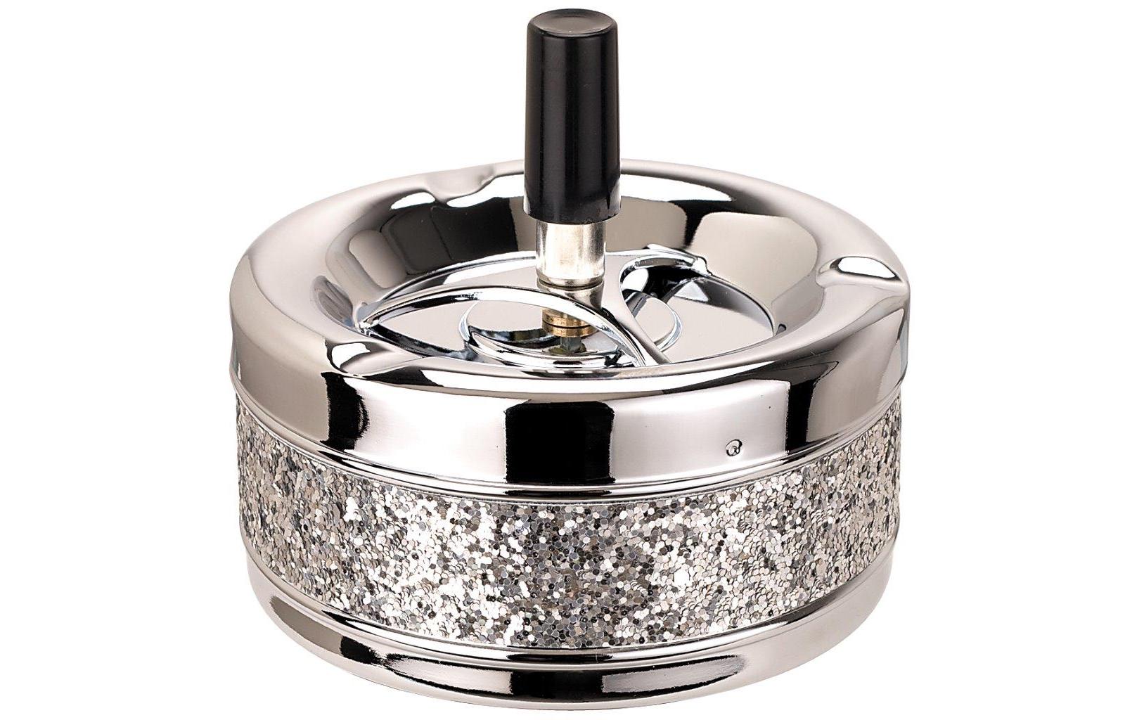 Dameco Schleuder-Aschenbecher silber D: 11cm, Material: Metall verchromt