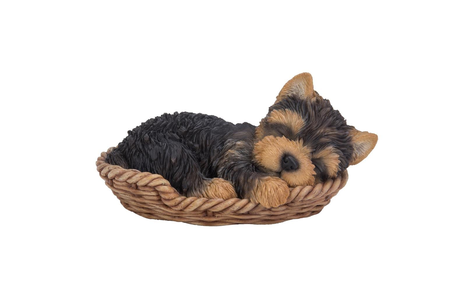 Vivid Arts Yorkshire Terrier Welpe im Körbchen, Polyresin, 18 x 11.3 x 9 cm