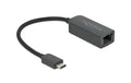 Delock USB3.2 Gen1 Typ-C zu LAN Adapter 0,1/1/2.5Gbps, schwarz, 16cm Kabel, Kompakt