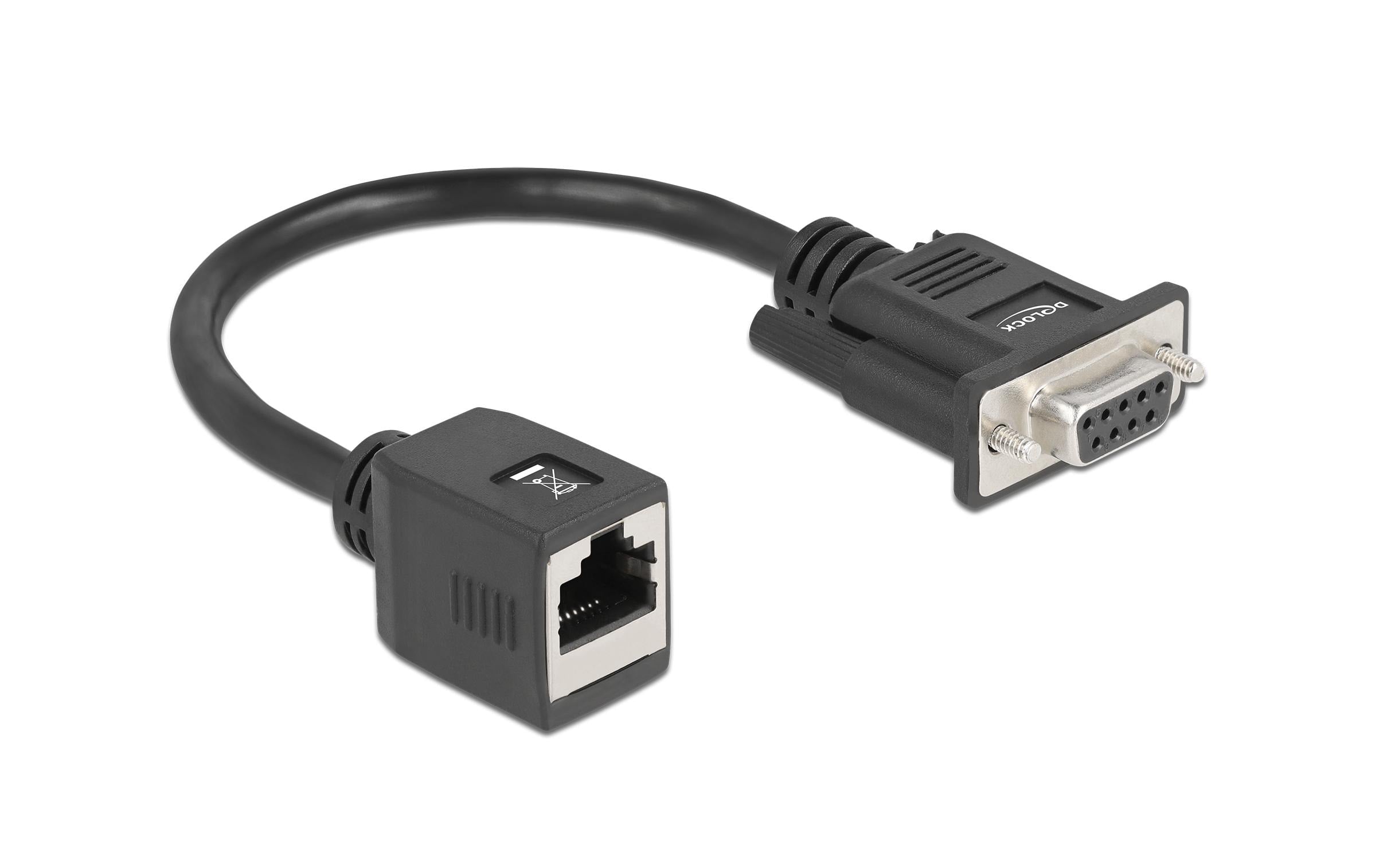 Delock: RS232/422/485 - LAN Buchse, schwarz 921,6 Kbps Datentransfer, DB-9 Buchse