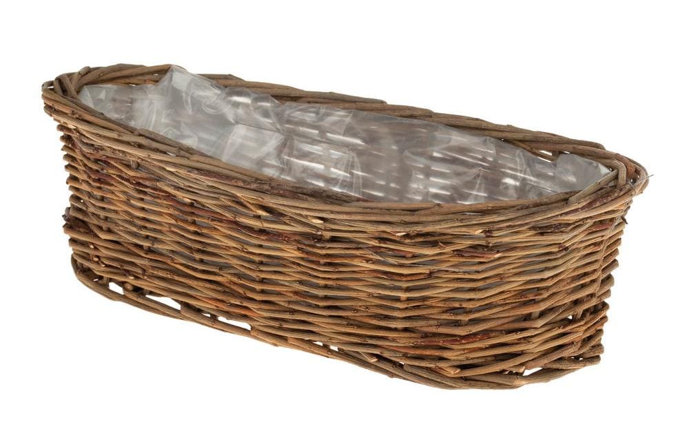Opiflor Weidenkorb Hot Choco, Natur, Oval innen foliert, 20x13x8 cm