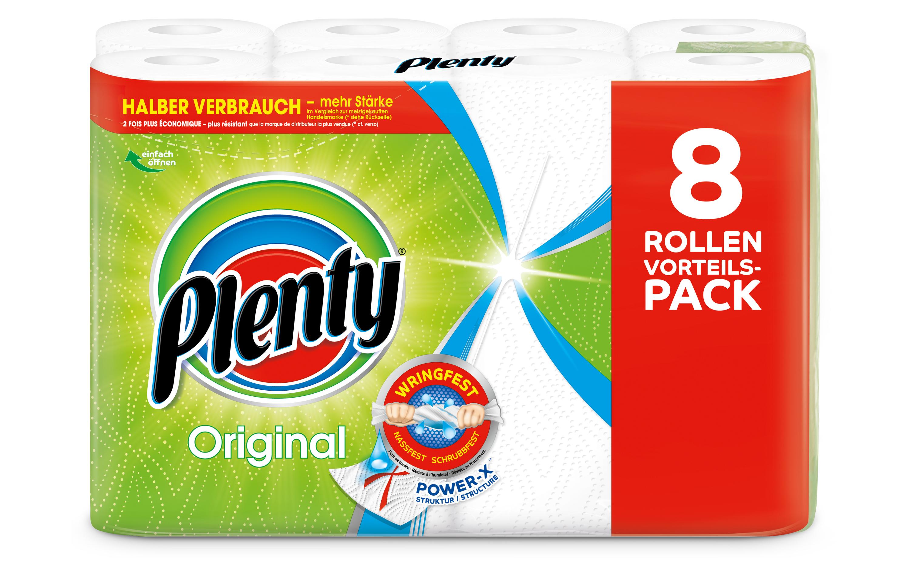 Plenty Original Haushaltspapier weiss 8 Rollen à 45 Blatt