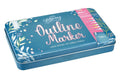 Outline Marker Set, 6 Stifte, 10 Postkarten Innenfarbe silber, mit 6 Konturfarben
