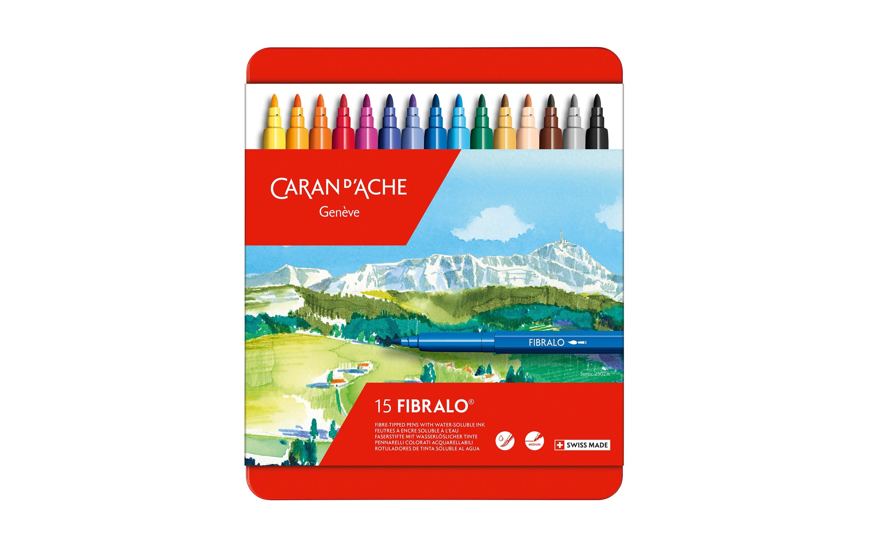 Caran d'Ache Fibralo Fasermaler Metallschachtel mit 15 Farben