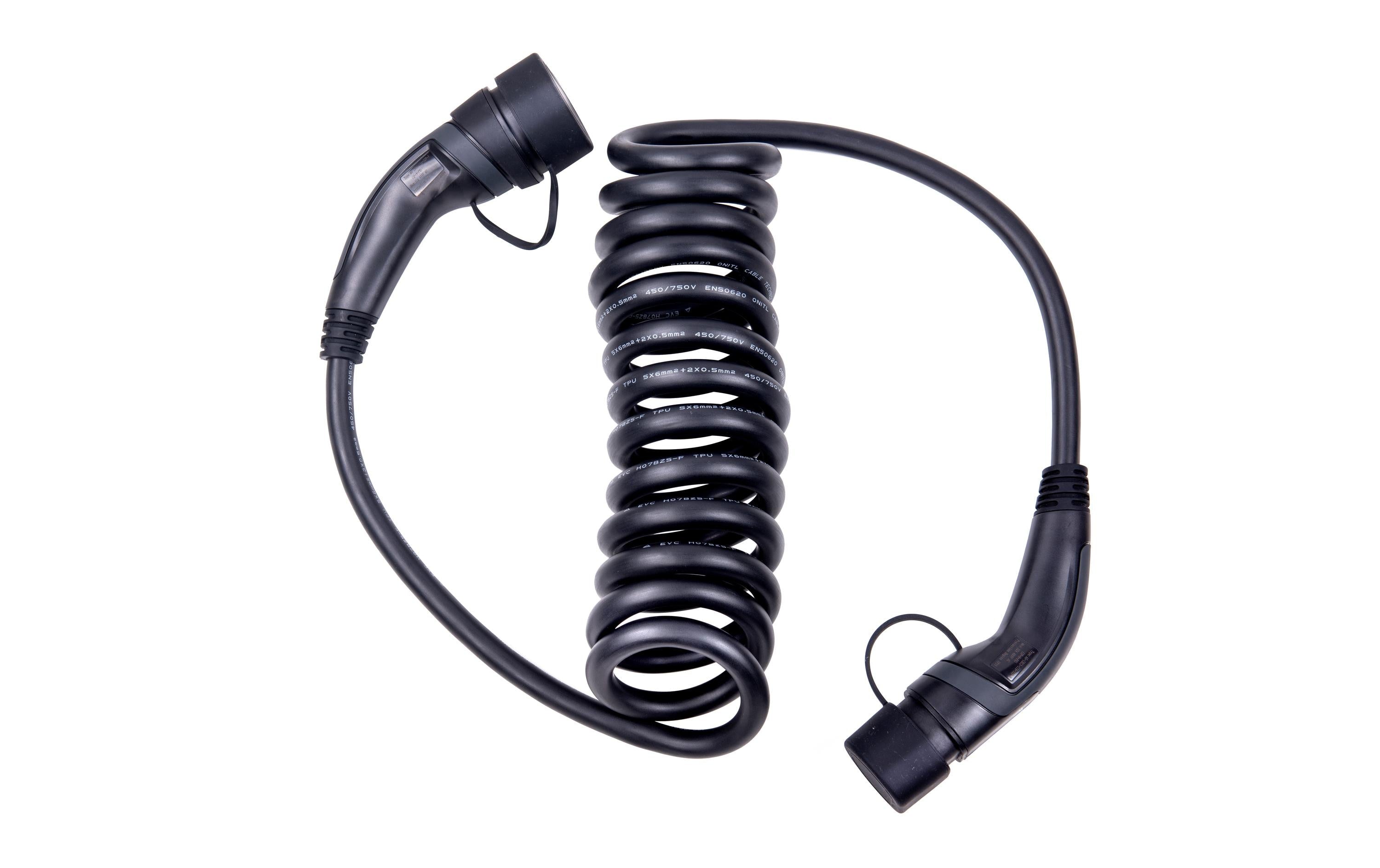 ANS AC Spiral-Ladekabel Typ 2 32A - 5m 32A, 5m, spiralisiert, 22kW