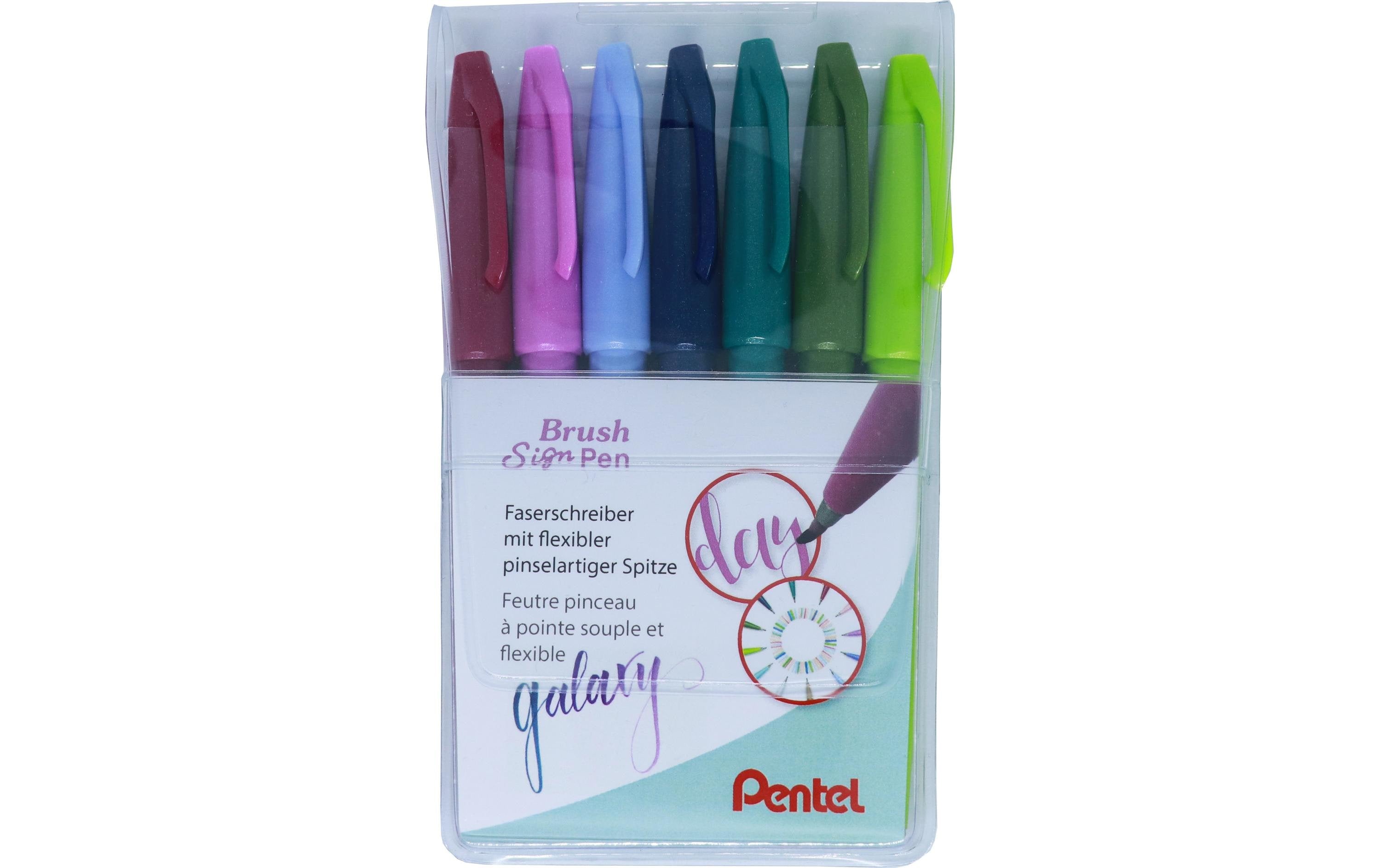 Pentel Brush Sign Pen Galaxy Set 7 Farben