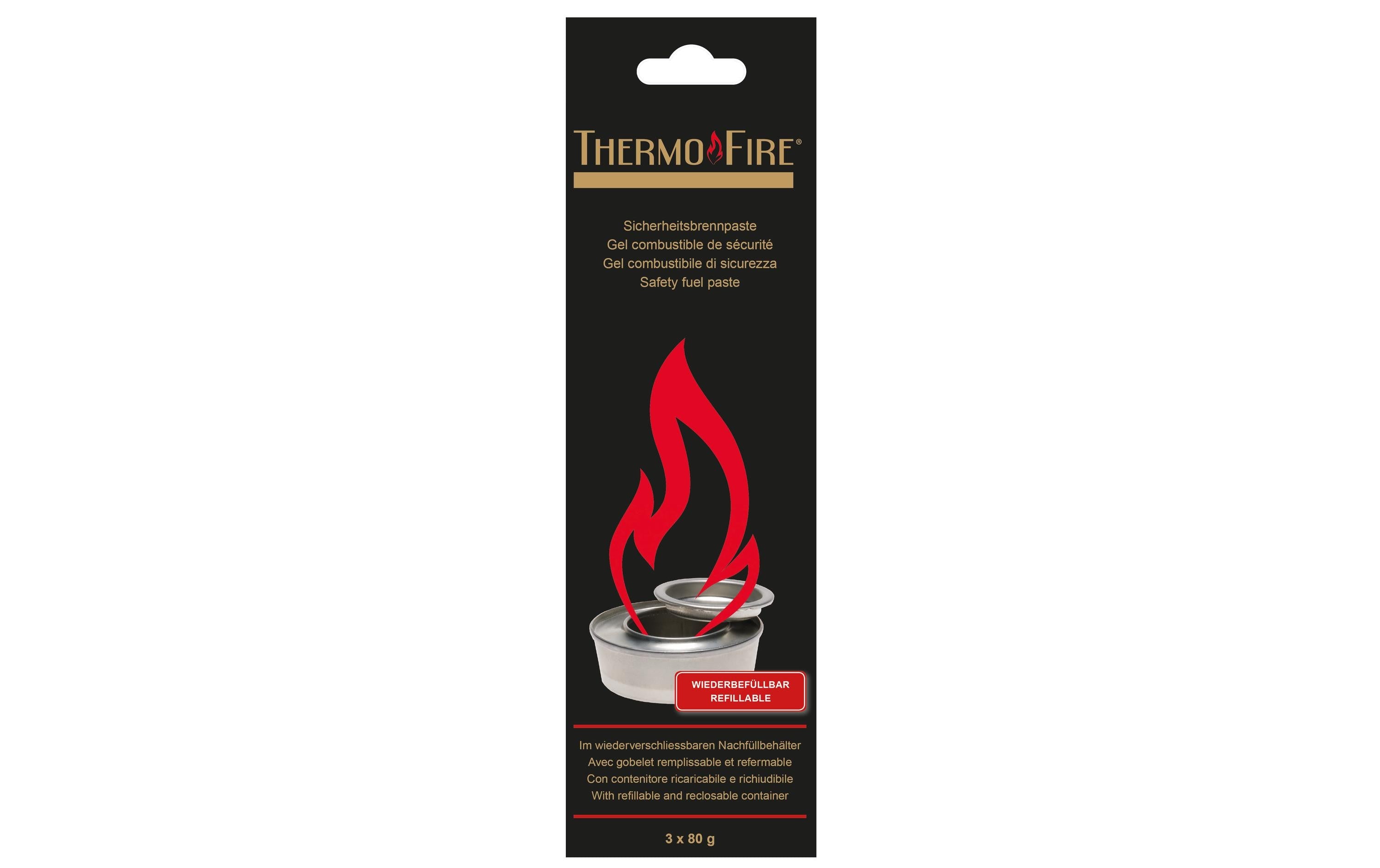 Nouvel Thermo Fire Brennpaste 3x80g, wiederverwendbarer Nachfüllbehälter