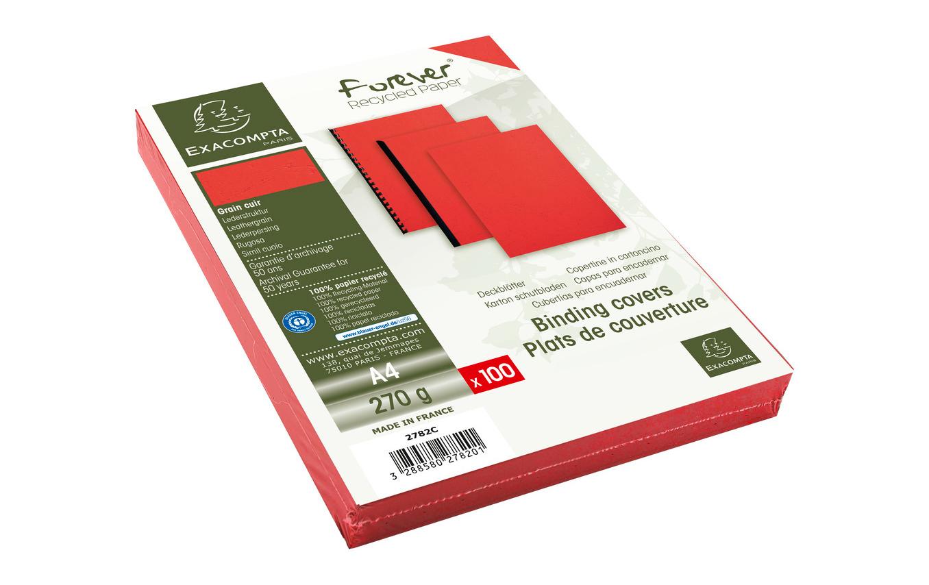 Exacompta Einbanddeckel Evercover Lederpr. 270g/m², Packung 100 Stk, Farbe Rot