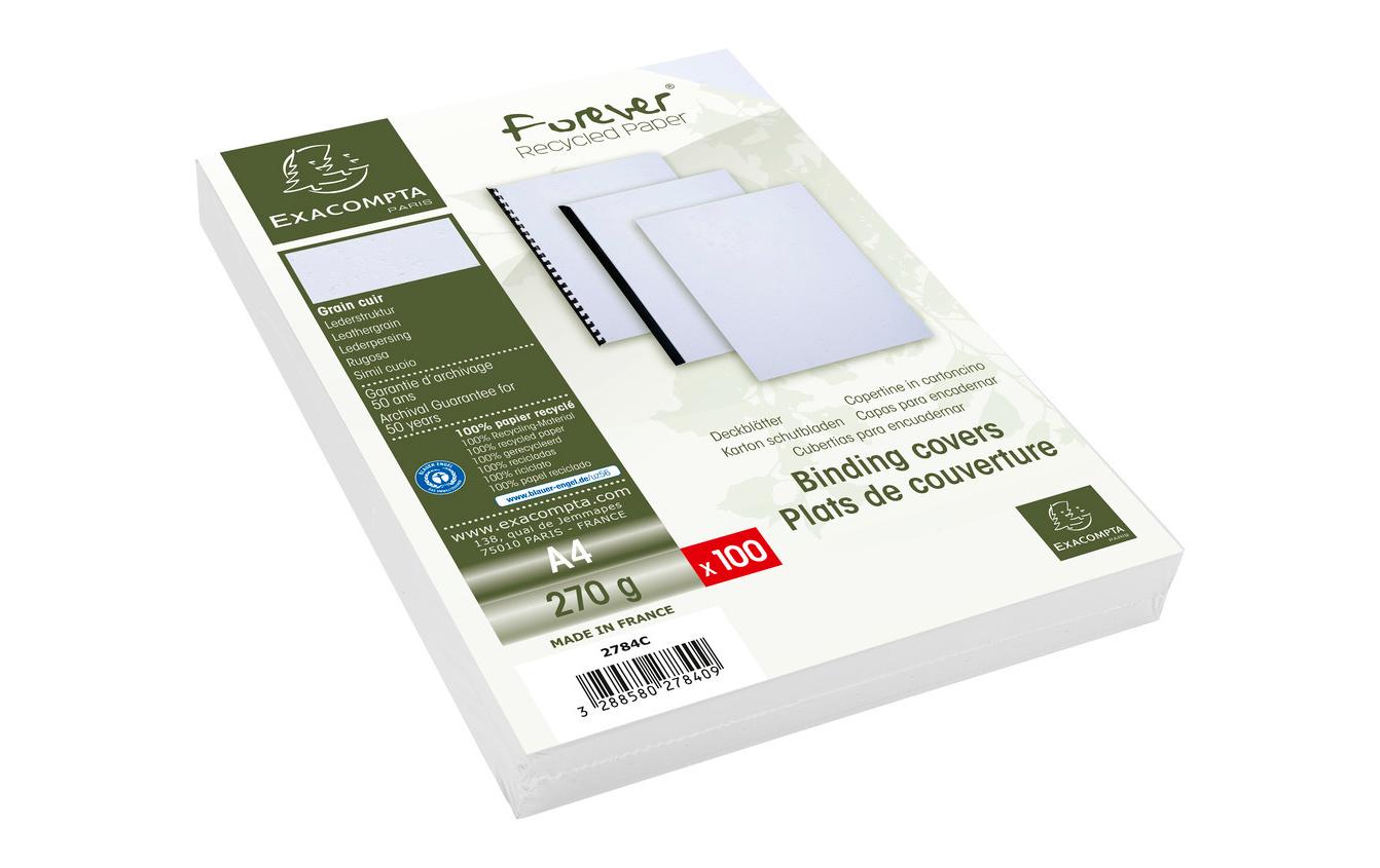 Exacompta Einbanddeckel Evercover Lederpr. 270g/m², Packung 100 Stk, Farbe Weiss