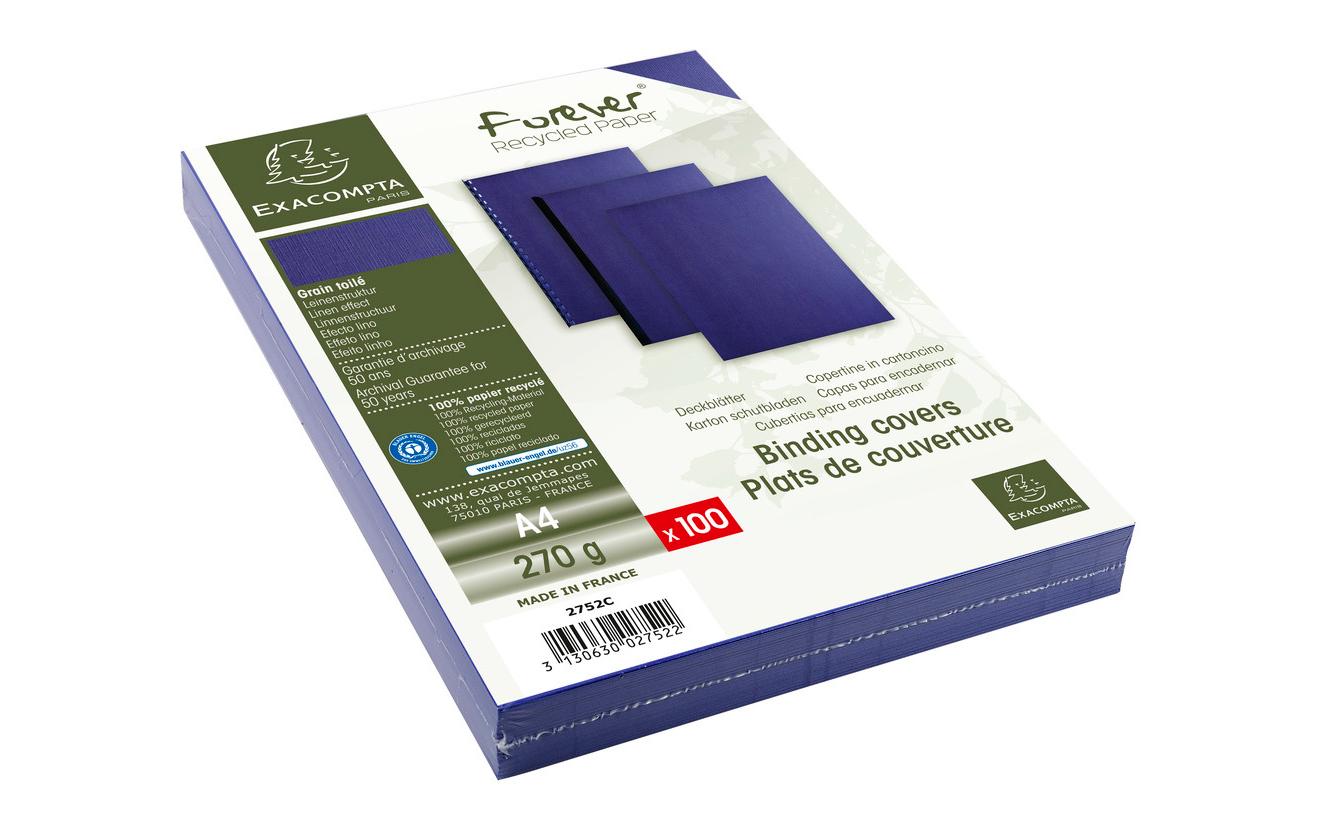 Exacompta Einbanddeckel Forever Leinenoptik 270g/m², Packung 100 Stk, Farbe D.Blau