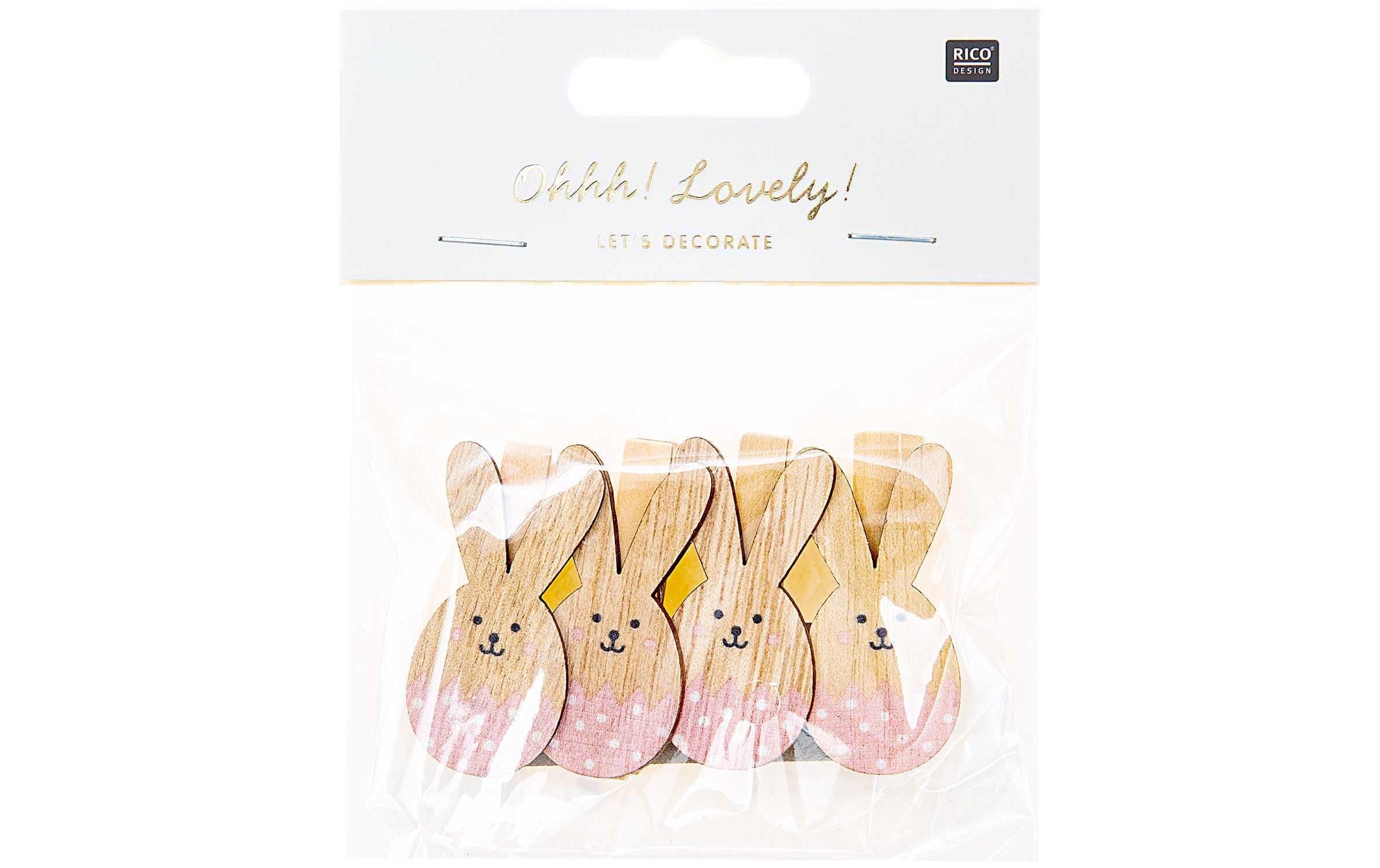 Rico Design Dekoklammer Osterhase puder, 4 Stück