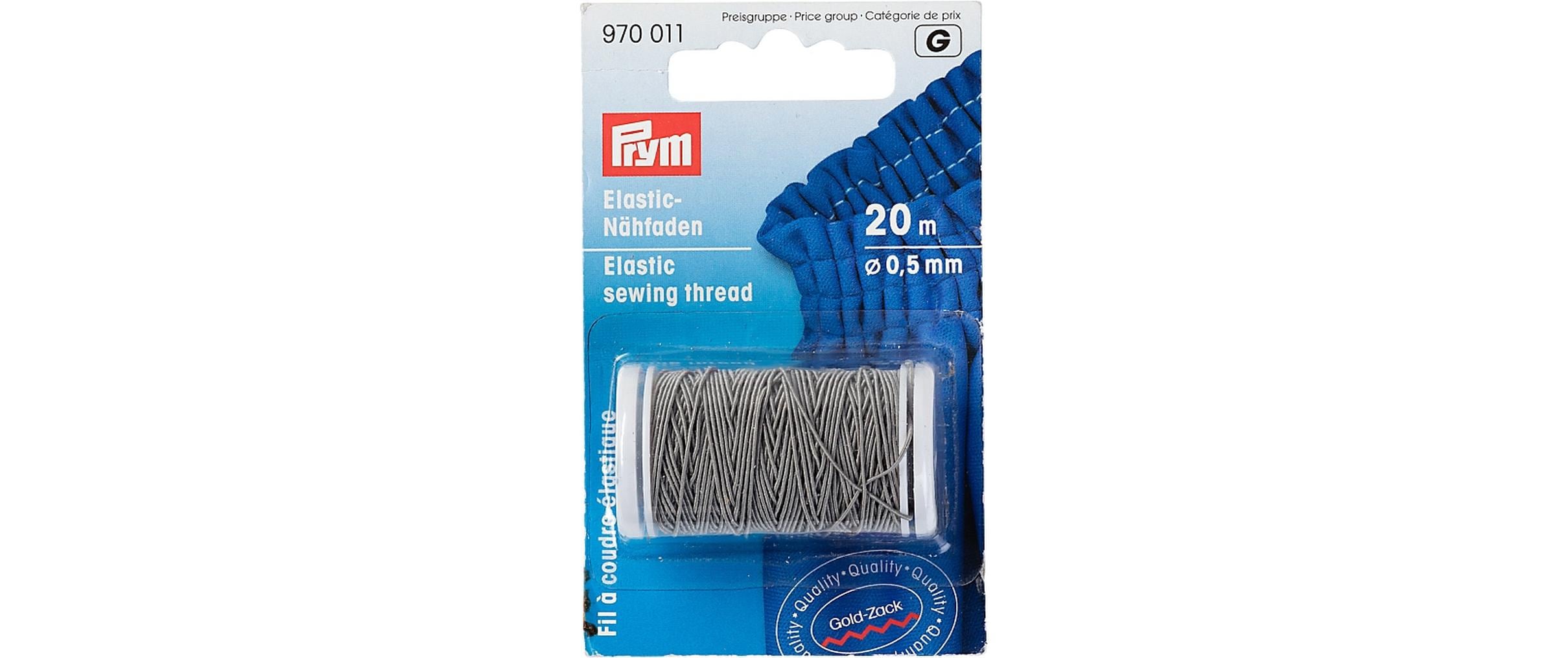 Prym Elastic-Nähfaden, hellgrau 0.5 mm, Karte 20 m