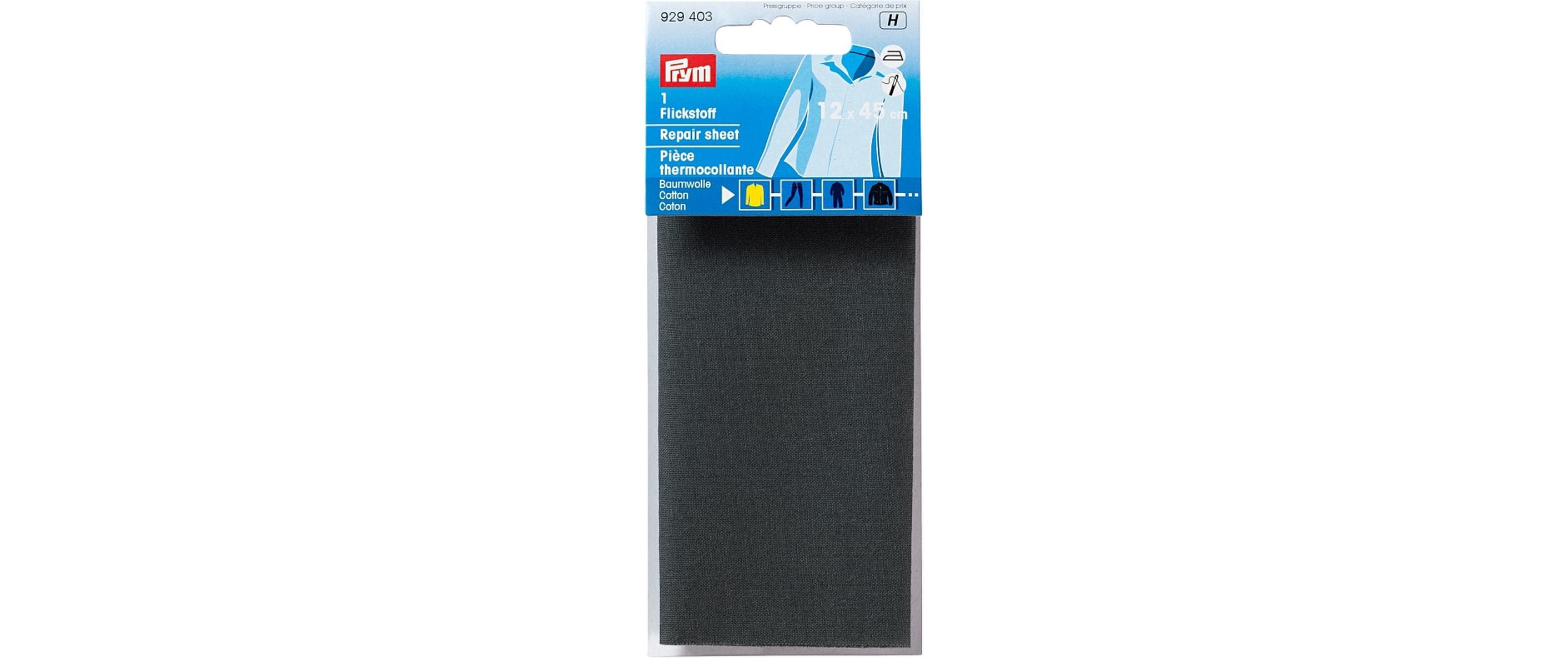 Prym Flickstoff, grau 12 x 45 cm, Karte, aufbügelbar, Baumwolle