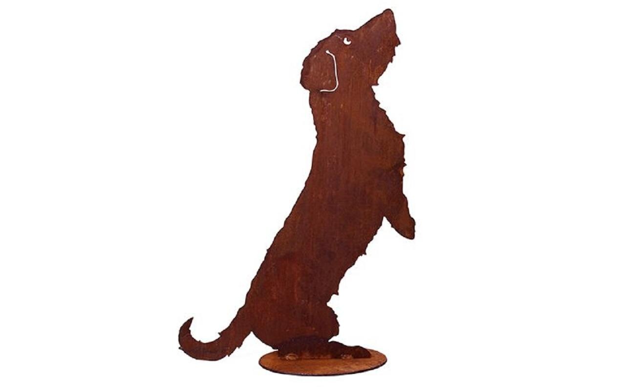 Ambiance Dackel "Willy" auf Platte Metall rost, H: 60cm, B: 40cm