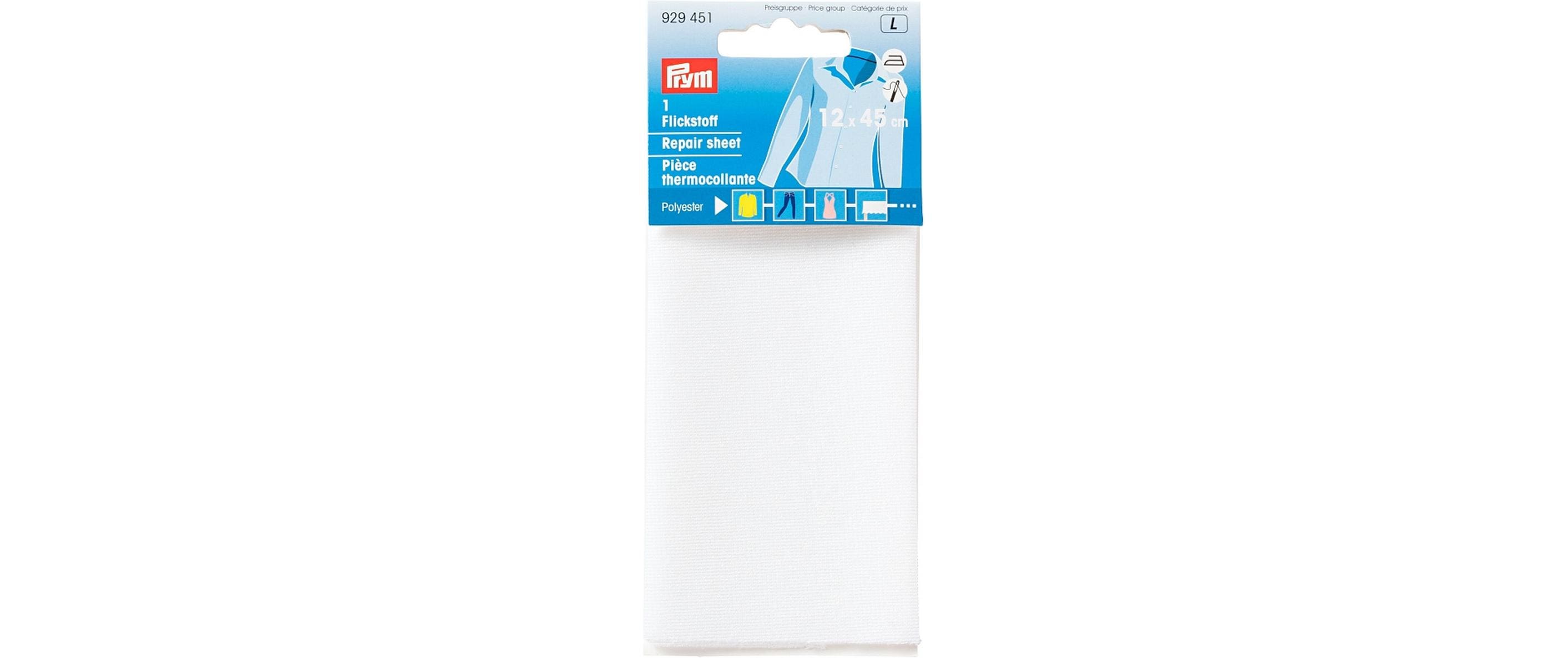 Prym Flickstof weiss 12 x 45 cm, aufbügelbar, Polyester