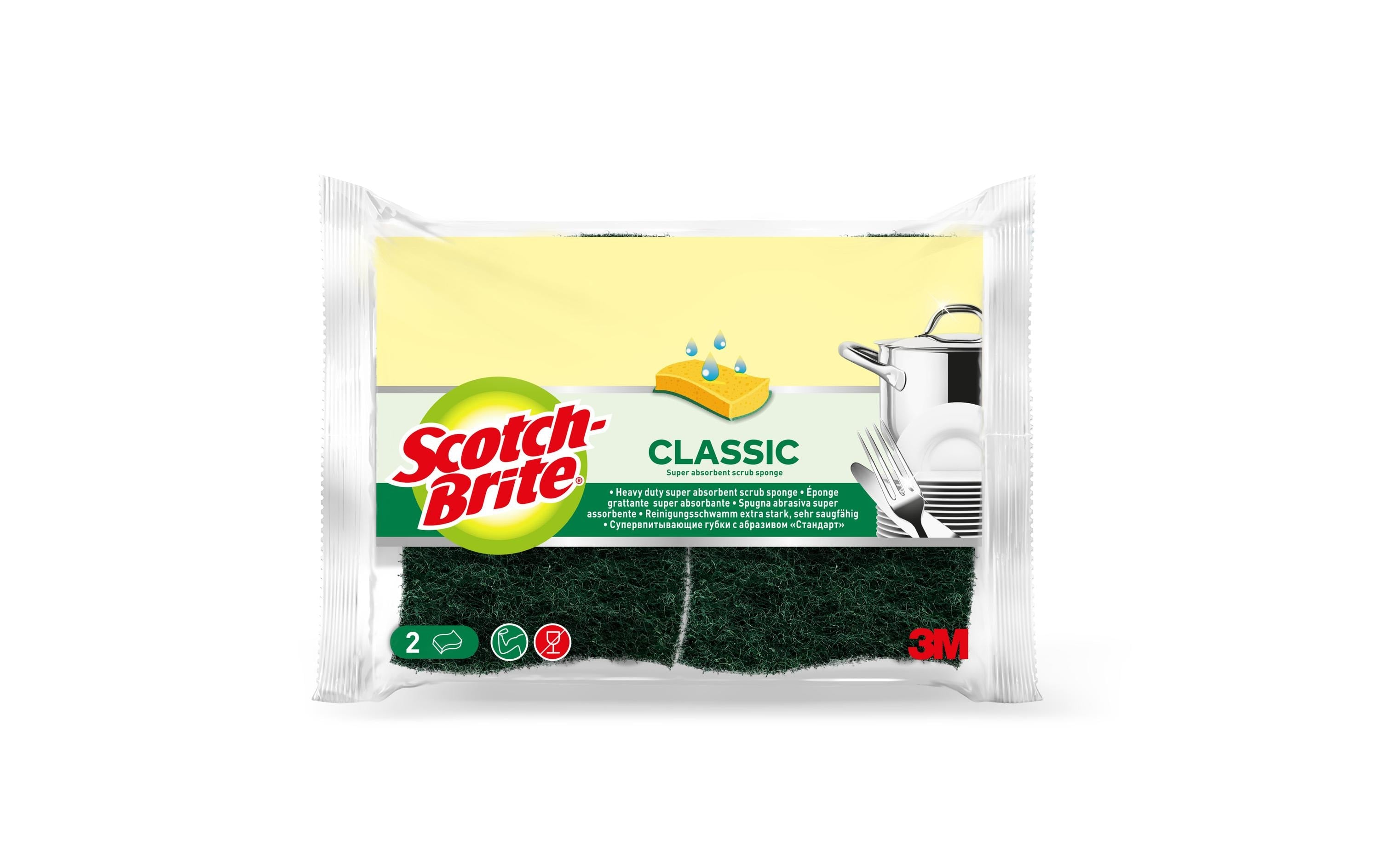 3M Scotch-Brite Classic Naturfaserschwam grün-beige, Inhalt 2 Stück