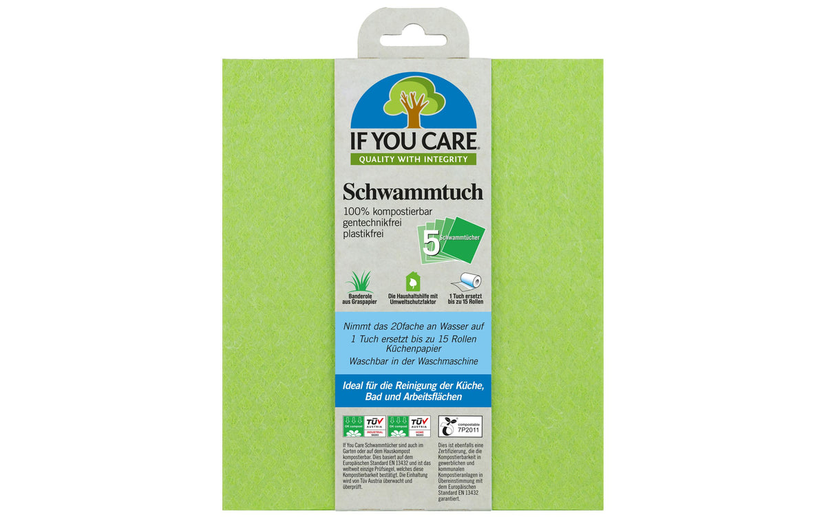 if you care Schwammtücher 5 Stück ungebleicht, unbeschichtet, kompostierbar