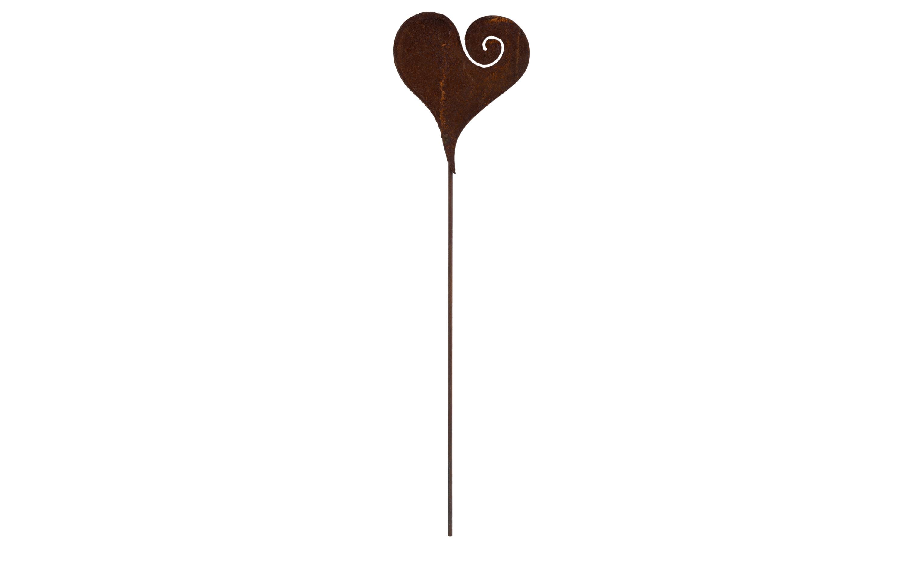 Ambiance Herz Curl Stecker, Metall rost 15 cm + Stab 50 cm