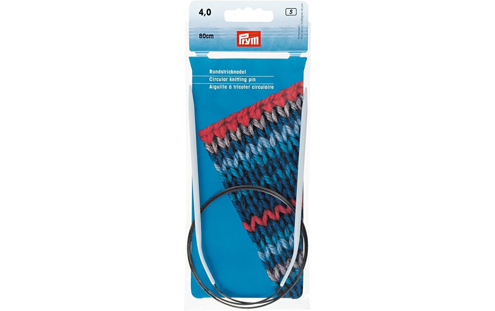 Rundstricknadeln, Alu, grau 4.00 mm x 80 cm, Beutel