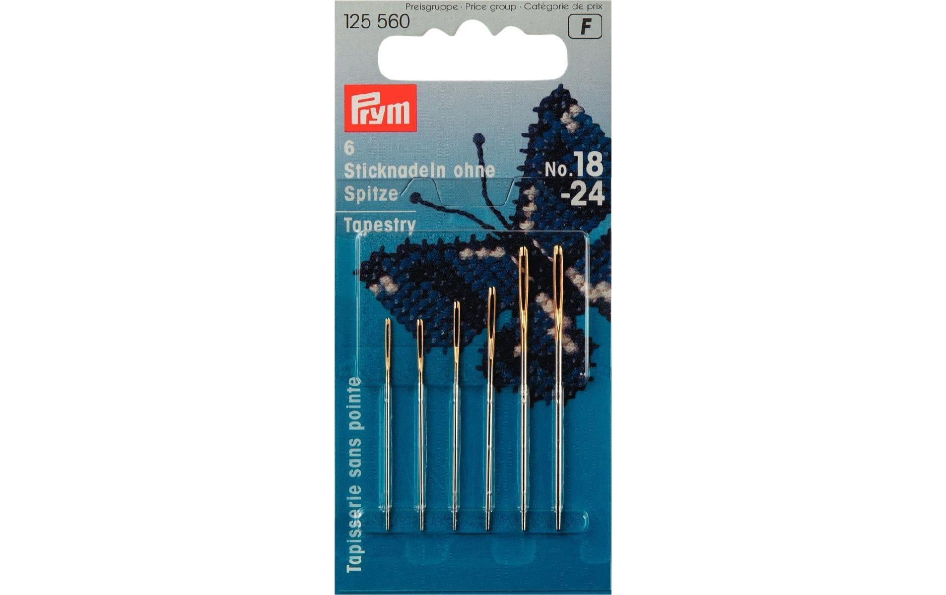 Prym Sticknadeln ohne Spitze, silber Nr. 18 - 24, Karte 6 Stück