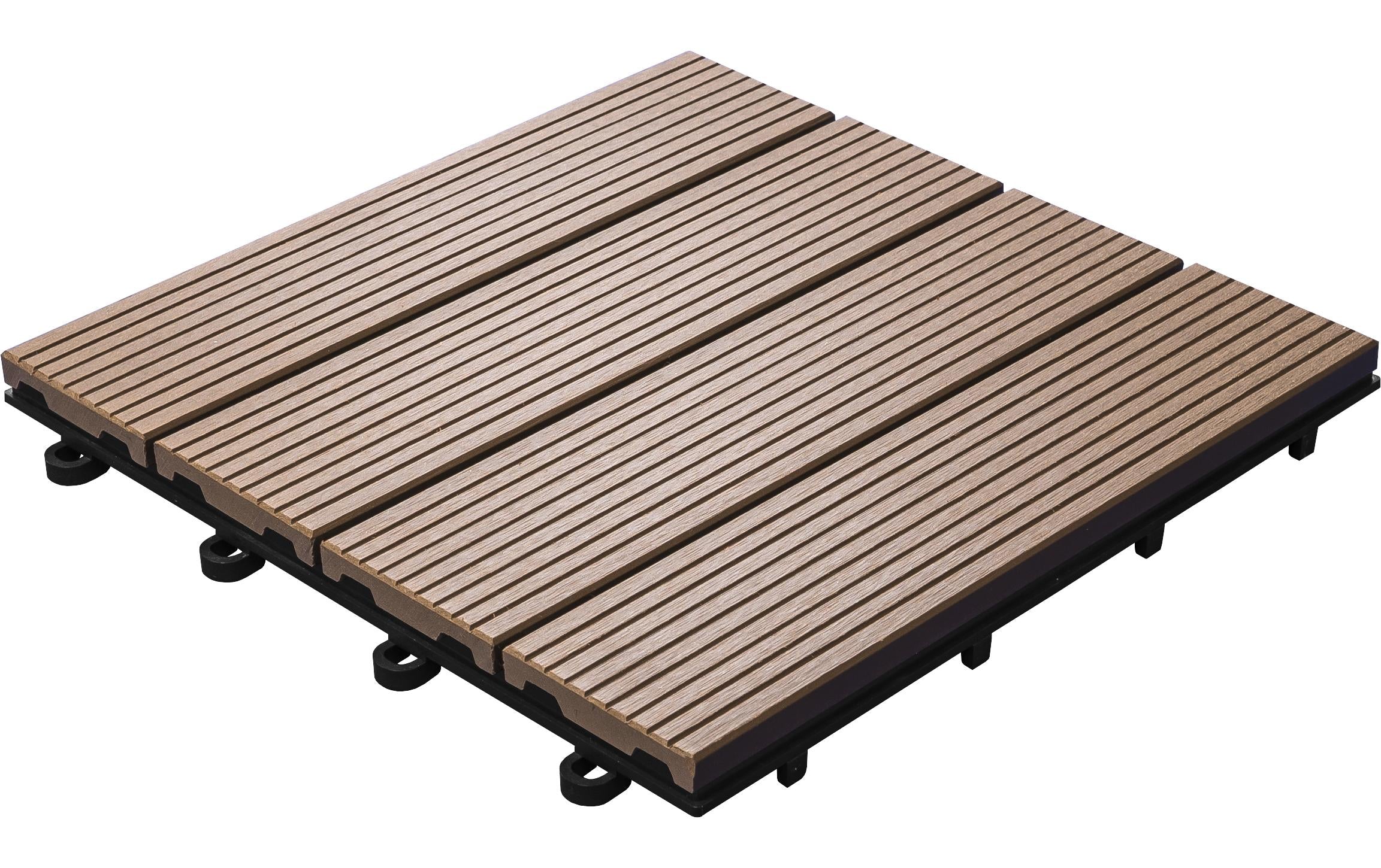 Bodenplatte WPC braun 30 x 30 x 2,8 cm - 6 Stück pro Pack