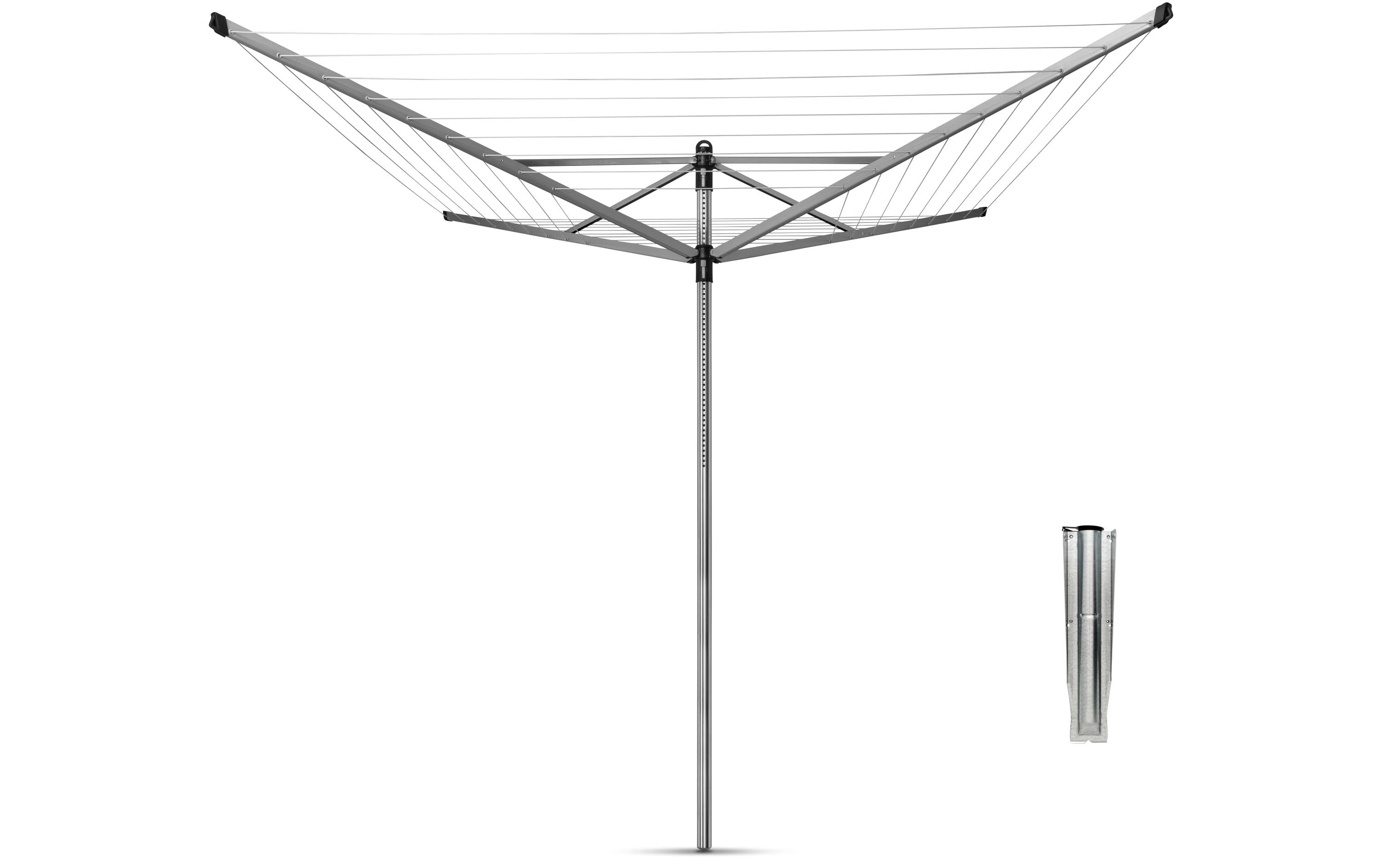Brabantia Wäschespinne Lift-O-Matic 60m mit Metallbodenanker, metallic grey