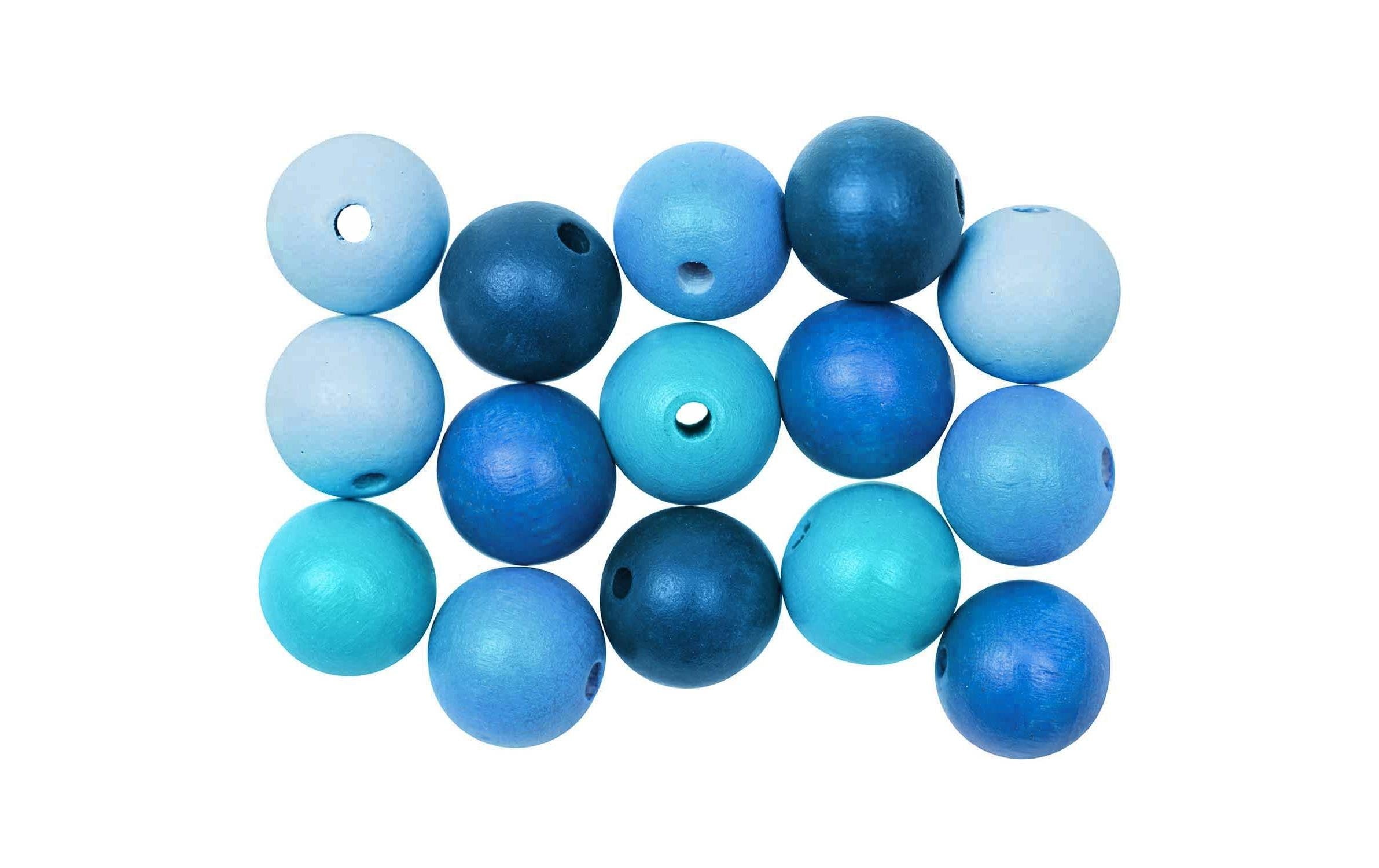 Rico Holzkugel Mix, aqua 12 mm, 15 Stk.