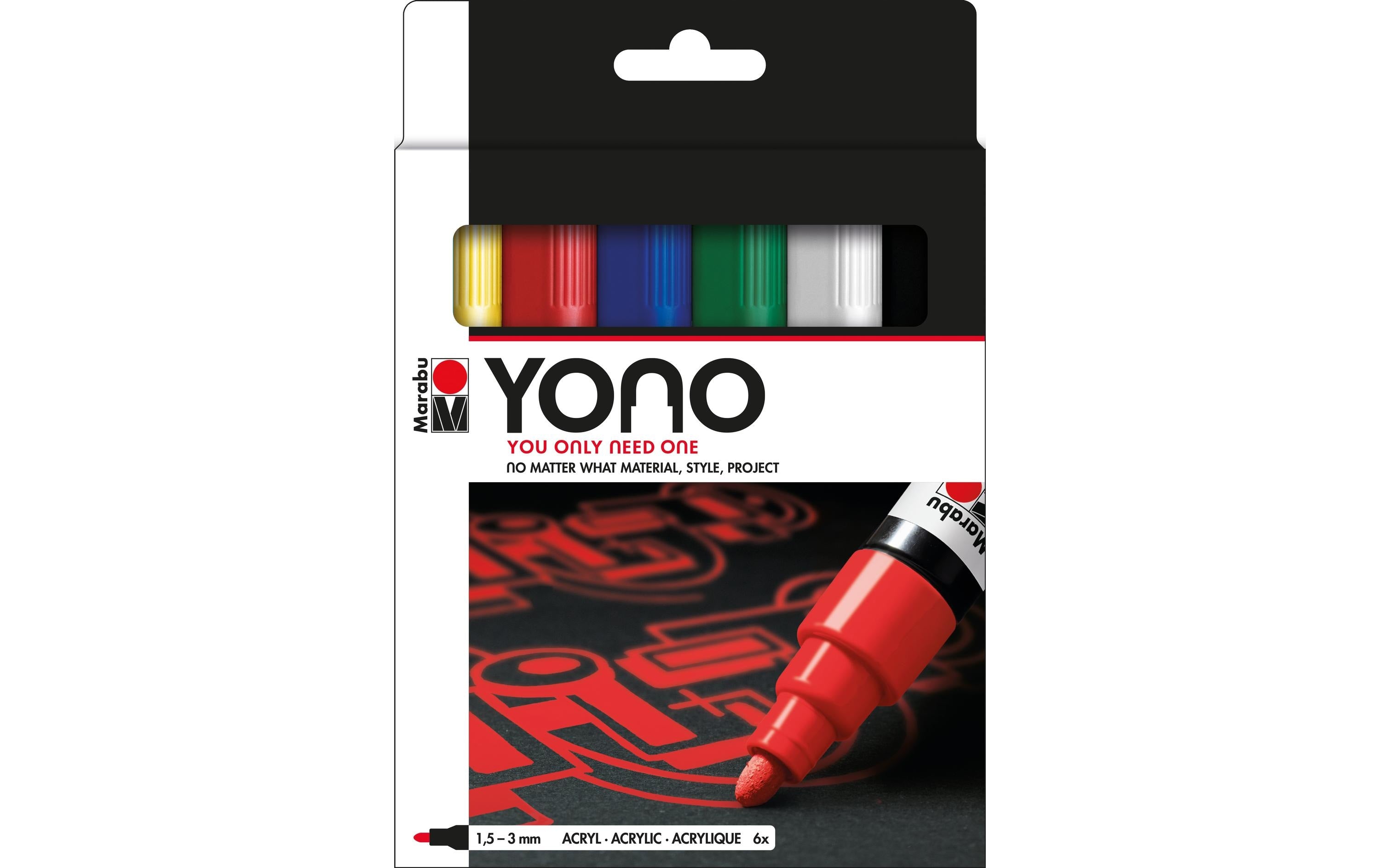 Marabu Acrylmarker YONO Set 6 Marker, 1.5 - 3 mm