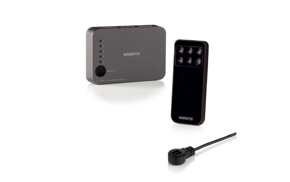 Marmitek Connect 350 UHD 2.0,4K HDMI Switch 5 In, 1 Out, inkl. FB, 4K/60Hz, HDR, 4:4:4