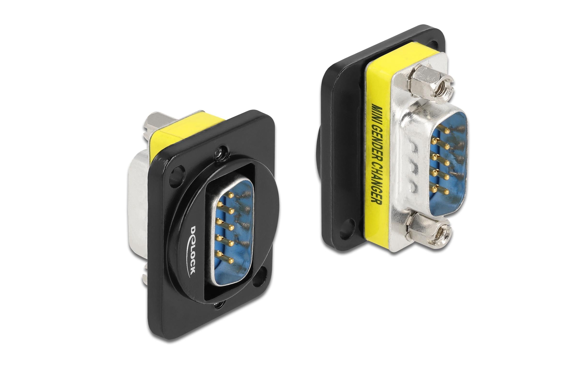 Delock Terminalblock  DB9Stecker/DB9Stecker schwarz, D-Typ Modul, 1x extern, 1x intern
