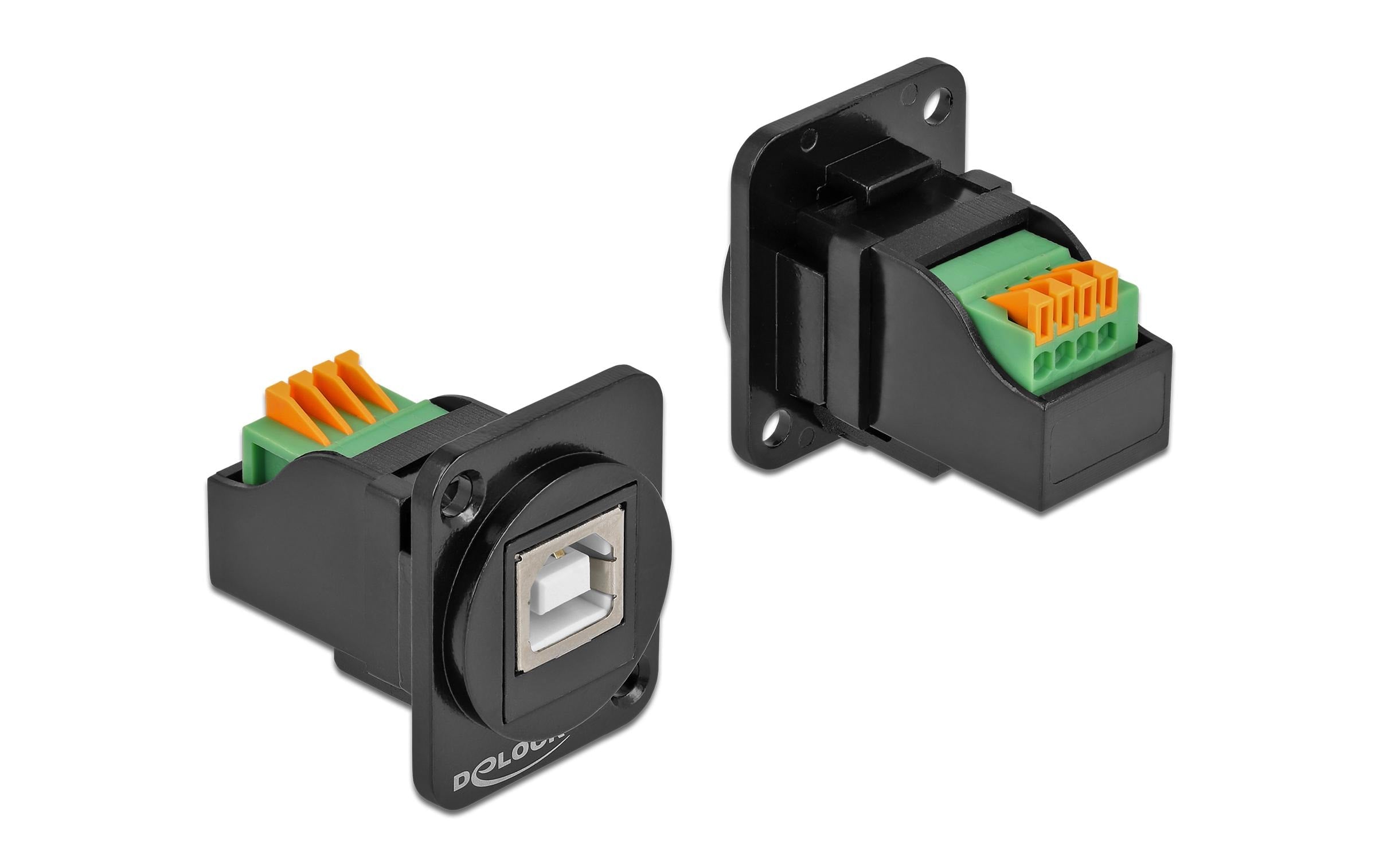 Delock Keystone Modul: USB2.0 Typ-B Buchse-Terminalblock, schwarz