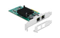 Delock PCI-Express-x4 Netzwerkkarte, 2x1GE Intel i82576 Chipset, inkl.LP Slotblech