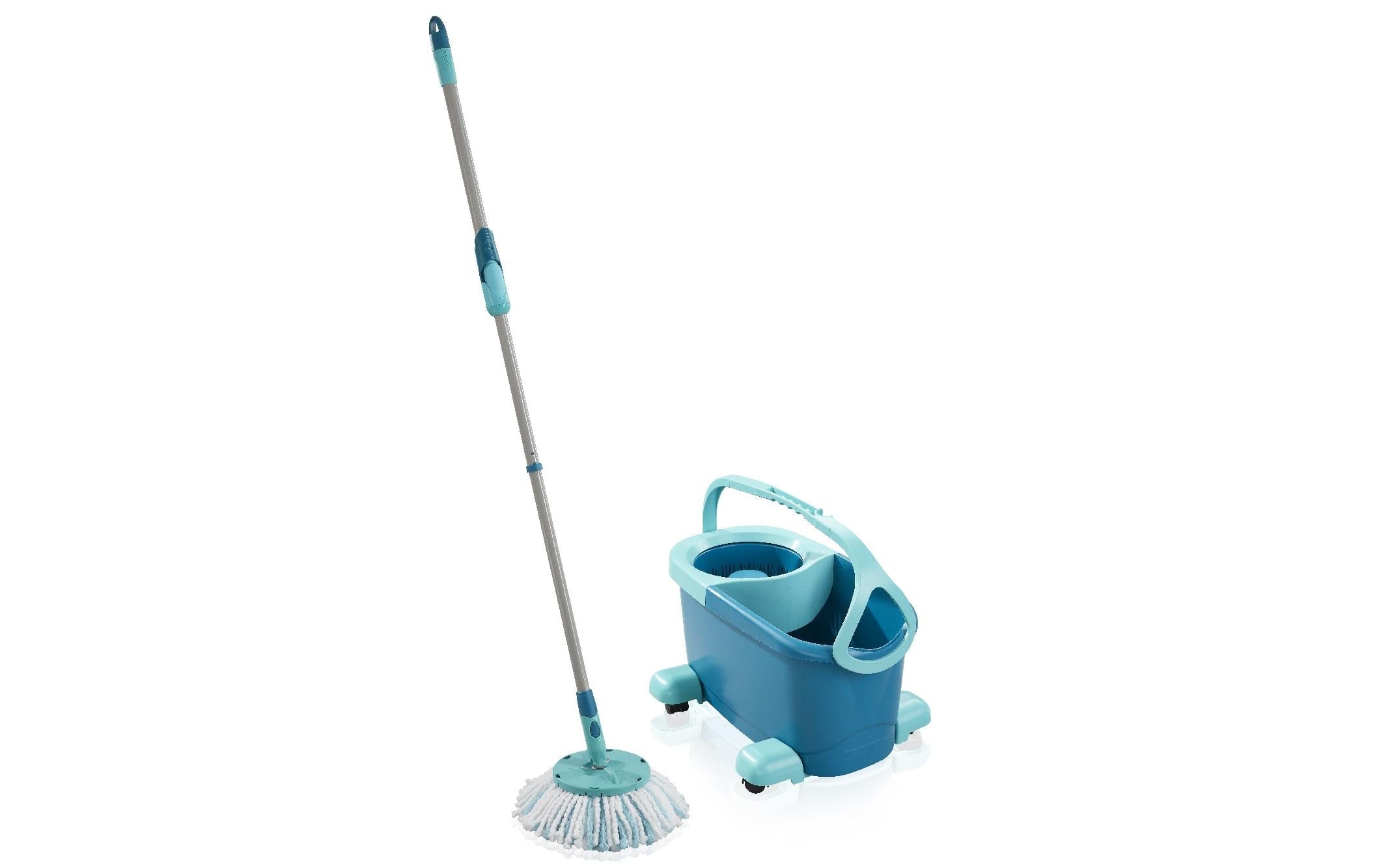 Leifheit Clean Twist Disc Mop mit Rollwagen Mop, Eimer, Schleudersieb, Rollwagen