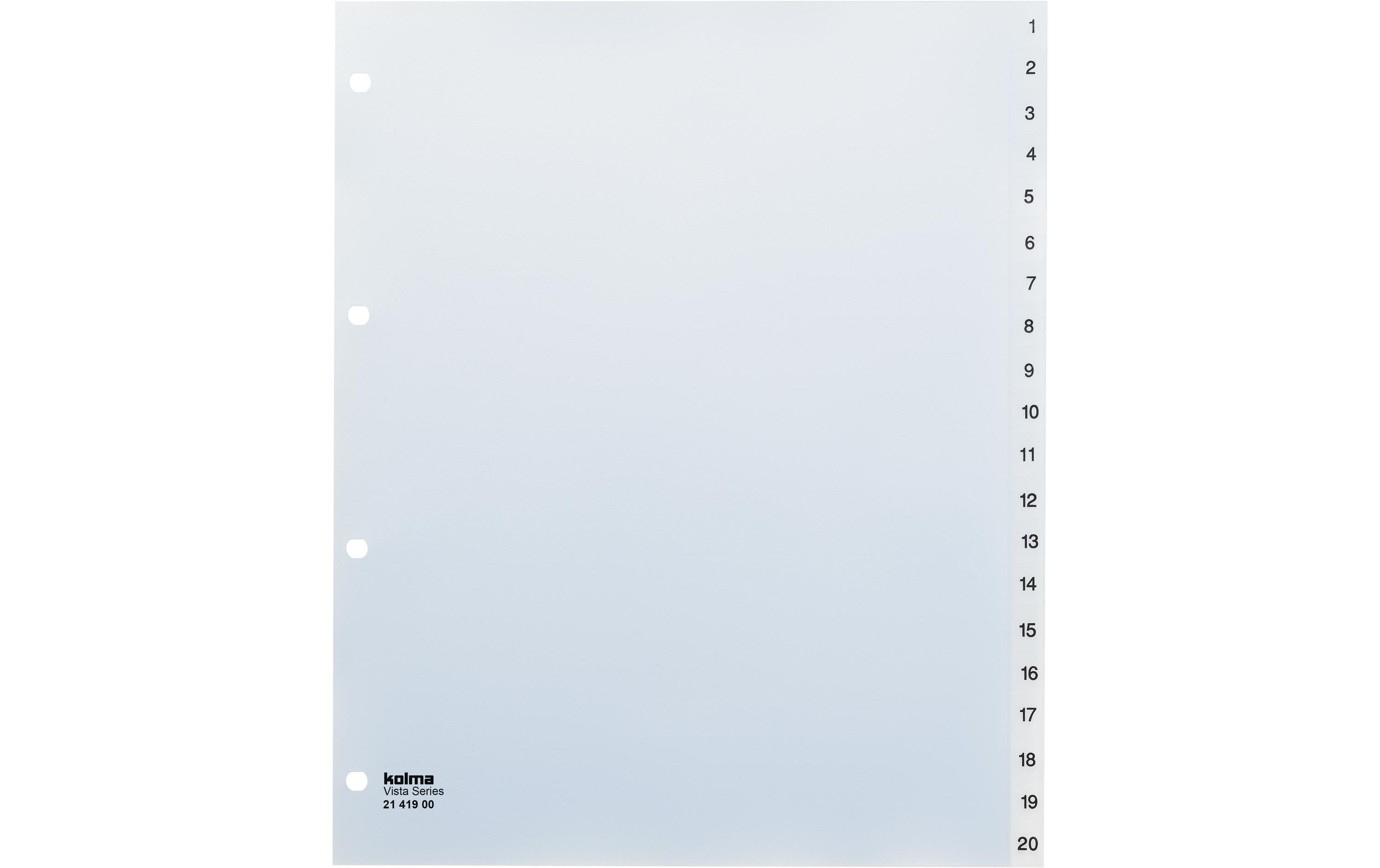 Kolma Register A4 Vista XL 1-20 Transparent, 20-teilig