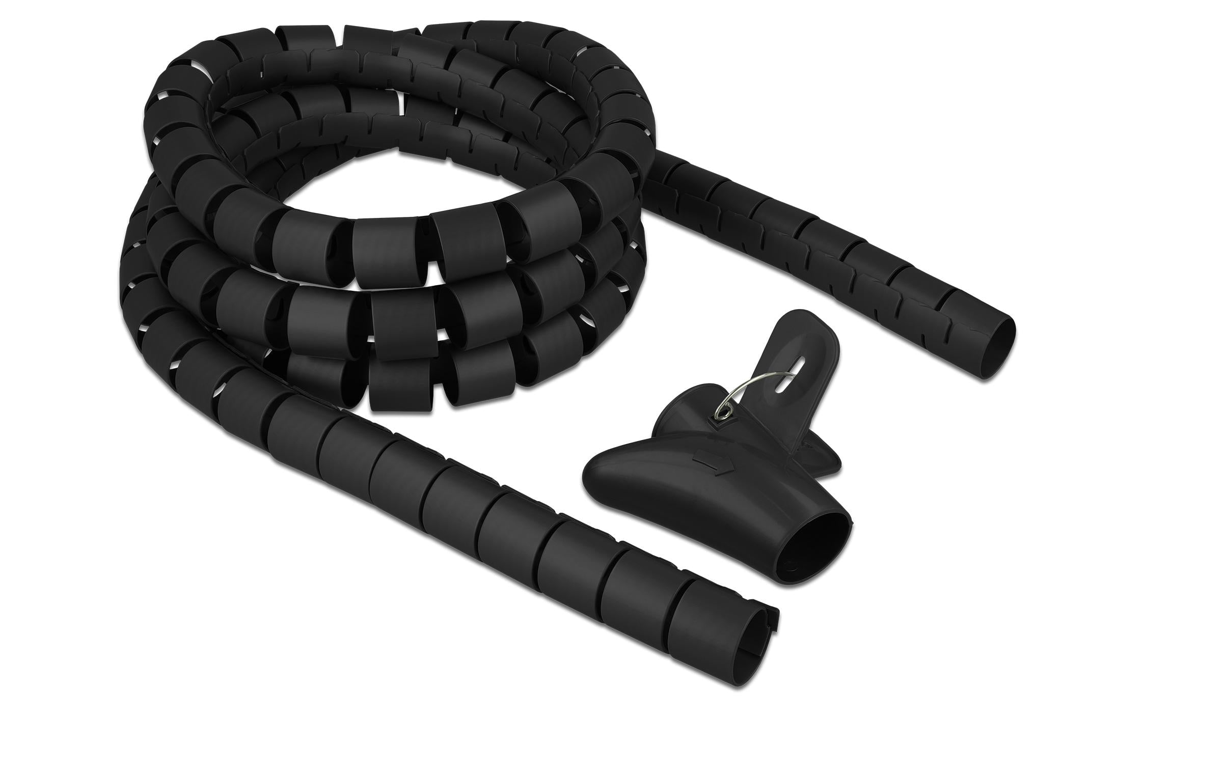 Delock Spiralschlauch mit Einziehwerkzeug 2.5m x 30mm, Schwarz
