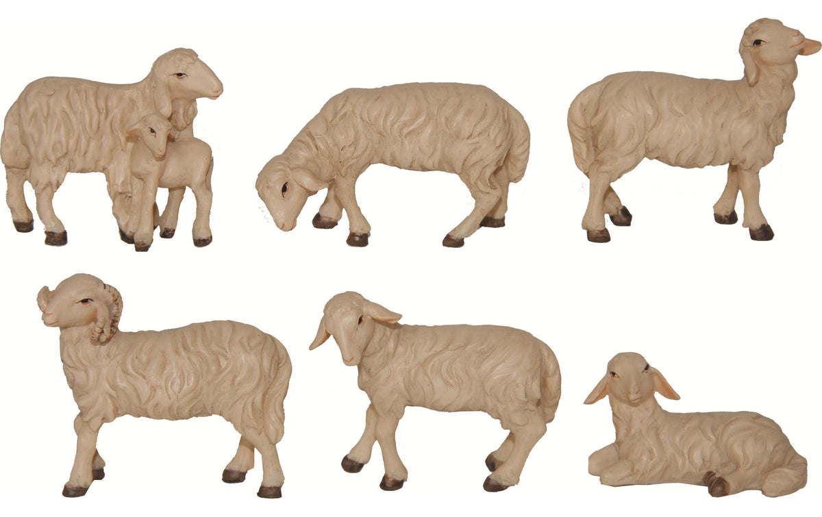 Botanic Haus Krippenfiguren Schafherde für Figuren 7-9 cm, H: 4 cm, Polyresin