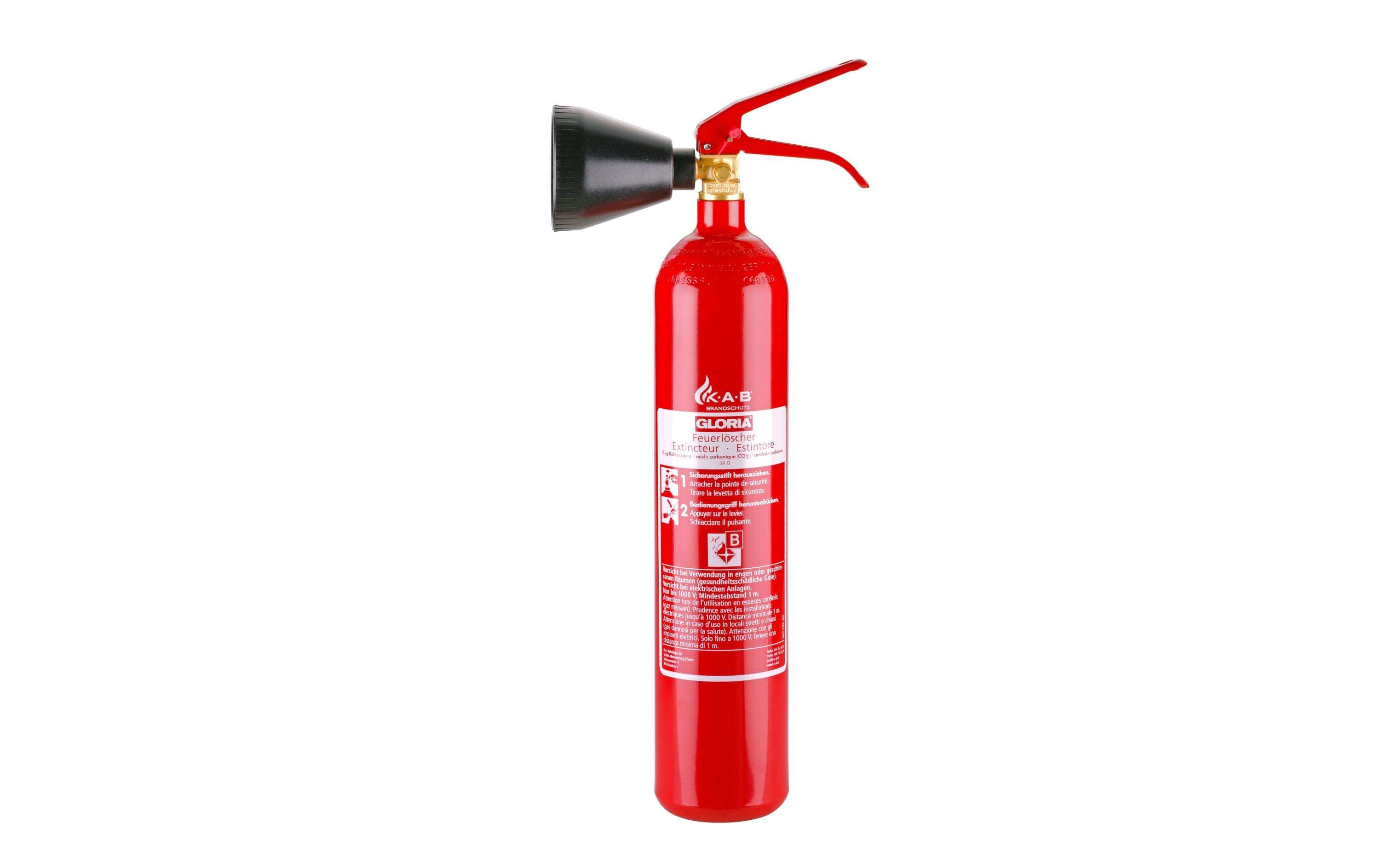 K.A.B GLORIA Feuerlöscher Kohlendioxid Brandklasse B, 2 Kg