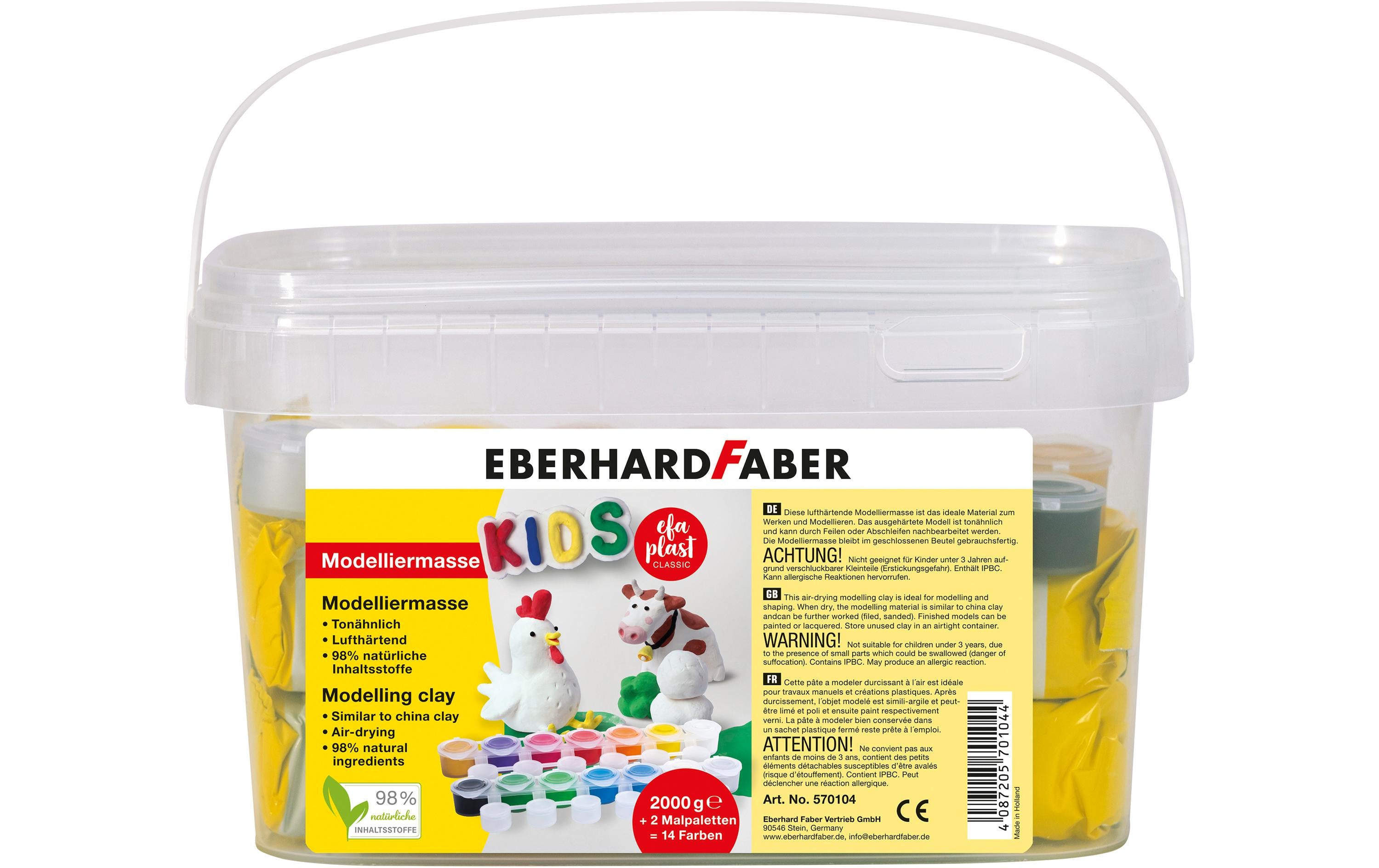 Eberhard F. Modellierm.EFA PLAST cl. Kid. 2kg, 14 Farben, im Eimer
