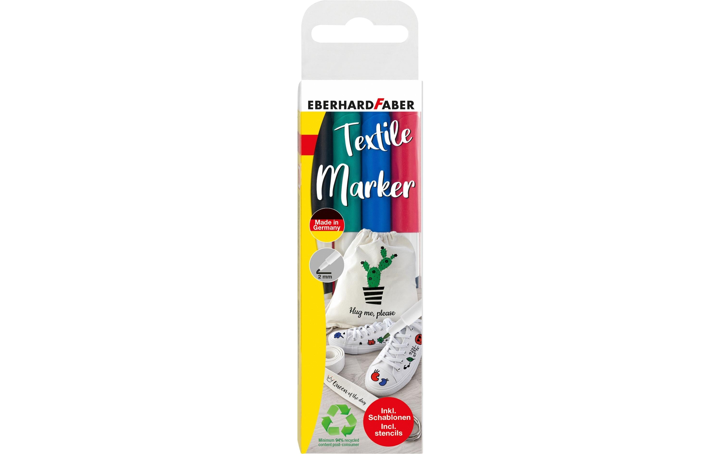 Eberhard F. Textilmarker Etui mit 4 Farben inkl. Schablone