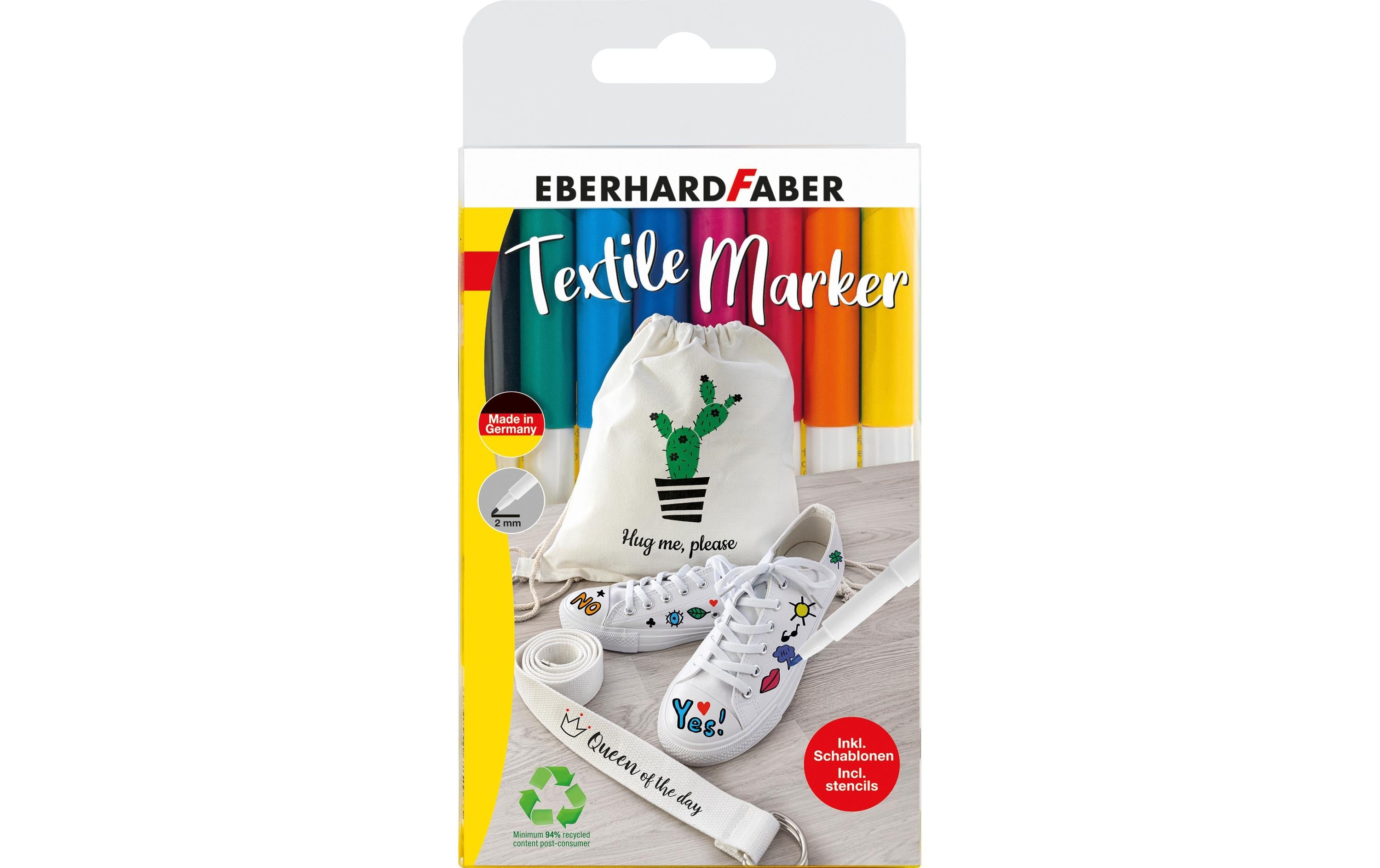 Eberhard F. Textilmarker Etui mit 8 Farben inkl. Schablone