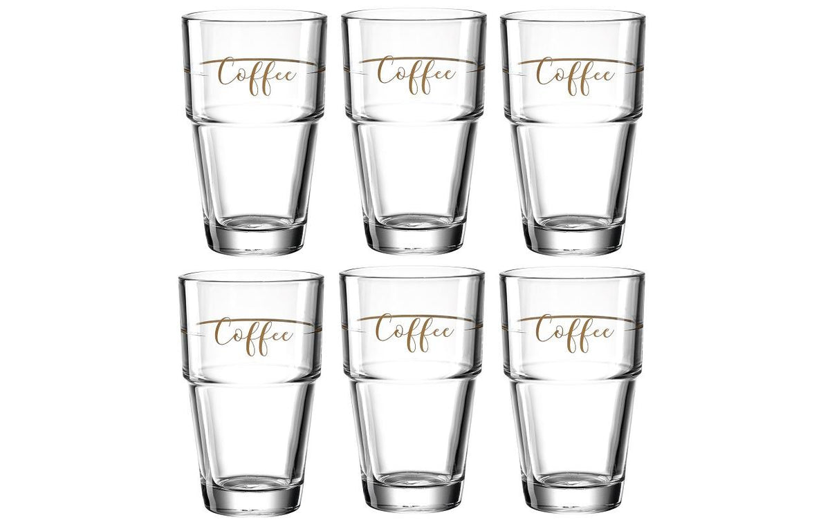 Leonardo Latte Macchiato Glas Solo Coffee 6 Stück, 410ml, H: 14cm, D: 9cm